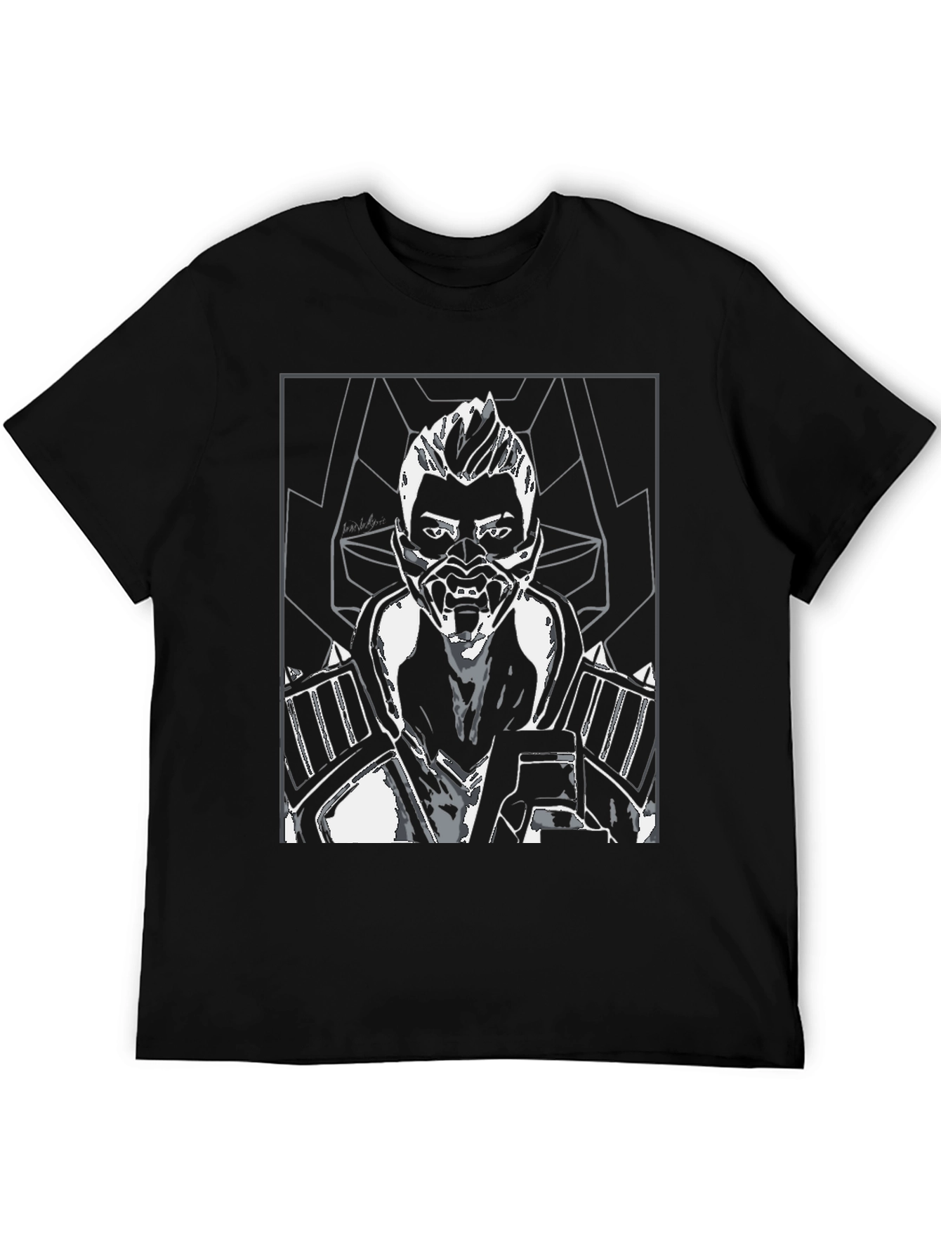 Cyberpunk Warrior Graphic Tee - Mens Black T-Shirt