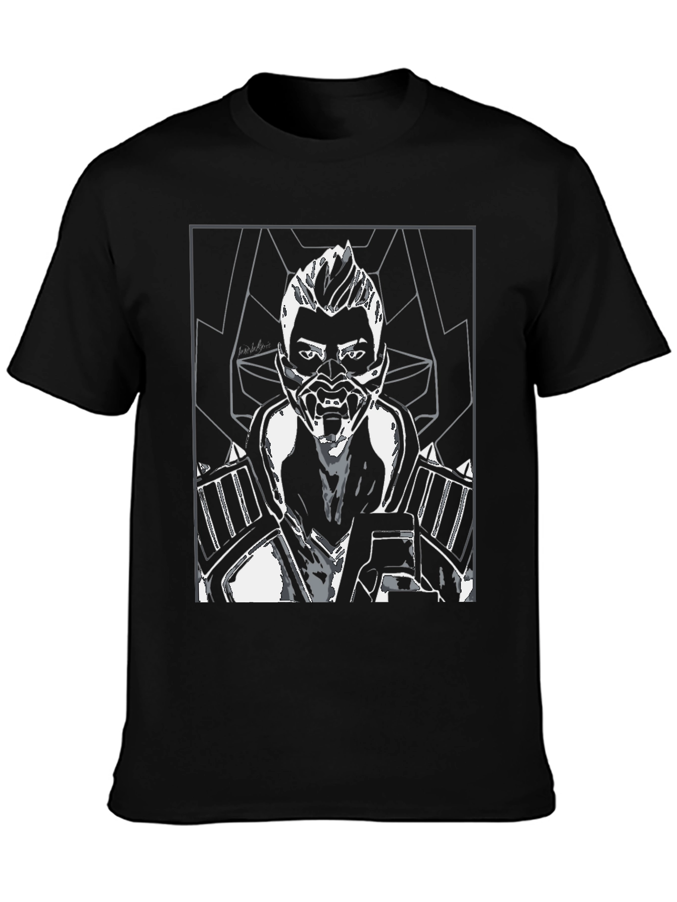 Cyberpunk Warrior Graphic Tee - Mens Black T-Shirt