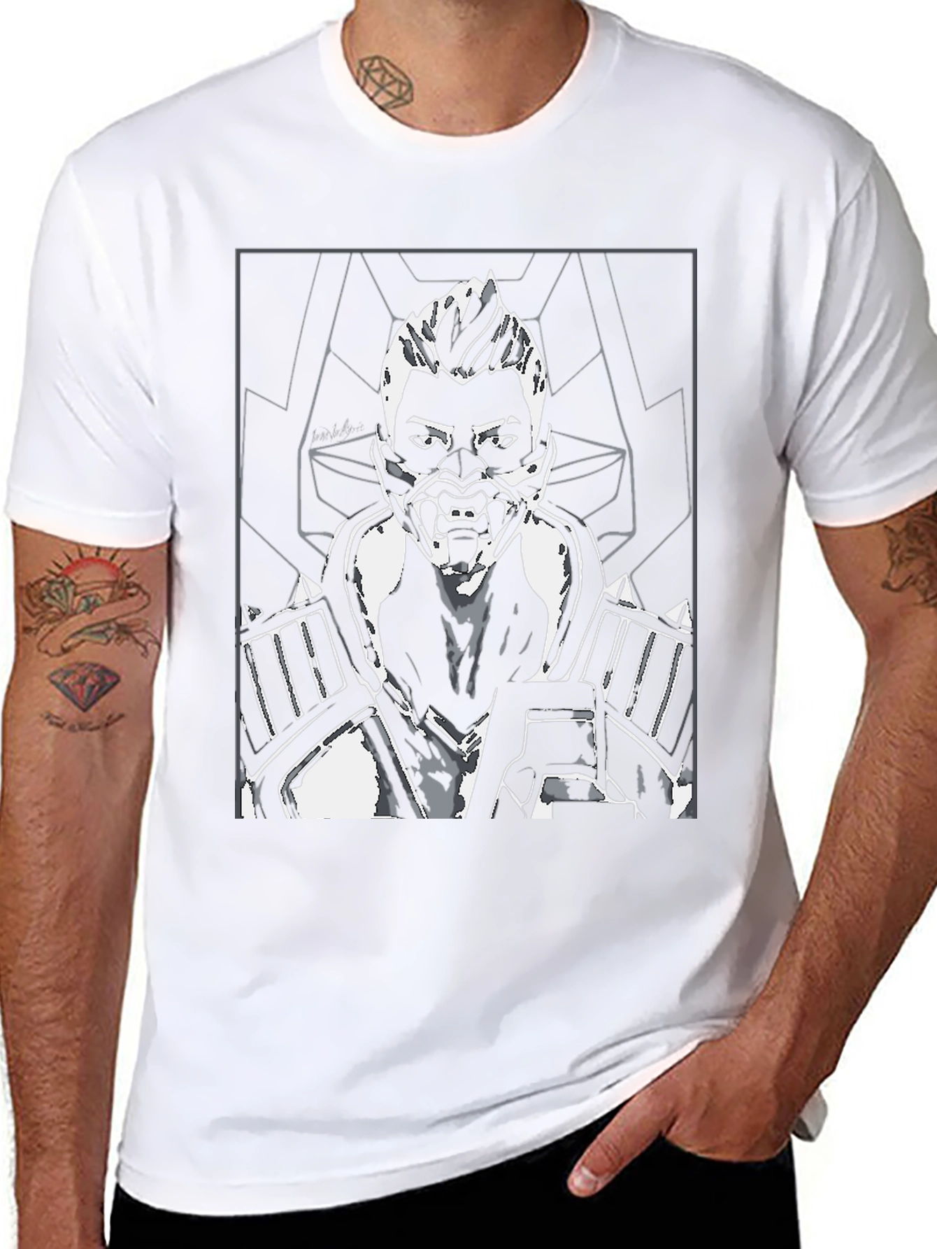 Cyberpunk Warrior Graphic Tee - Mens Black T-Shirt