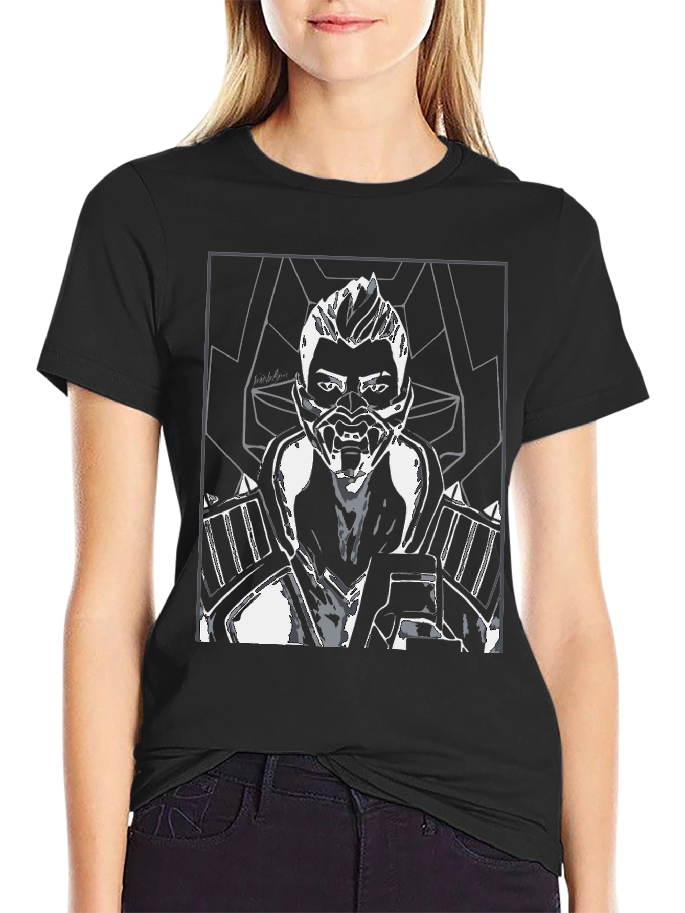 Cyberpunk Warrior Graphic Tee - Mens Black T-Shirt