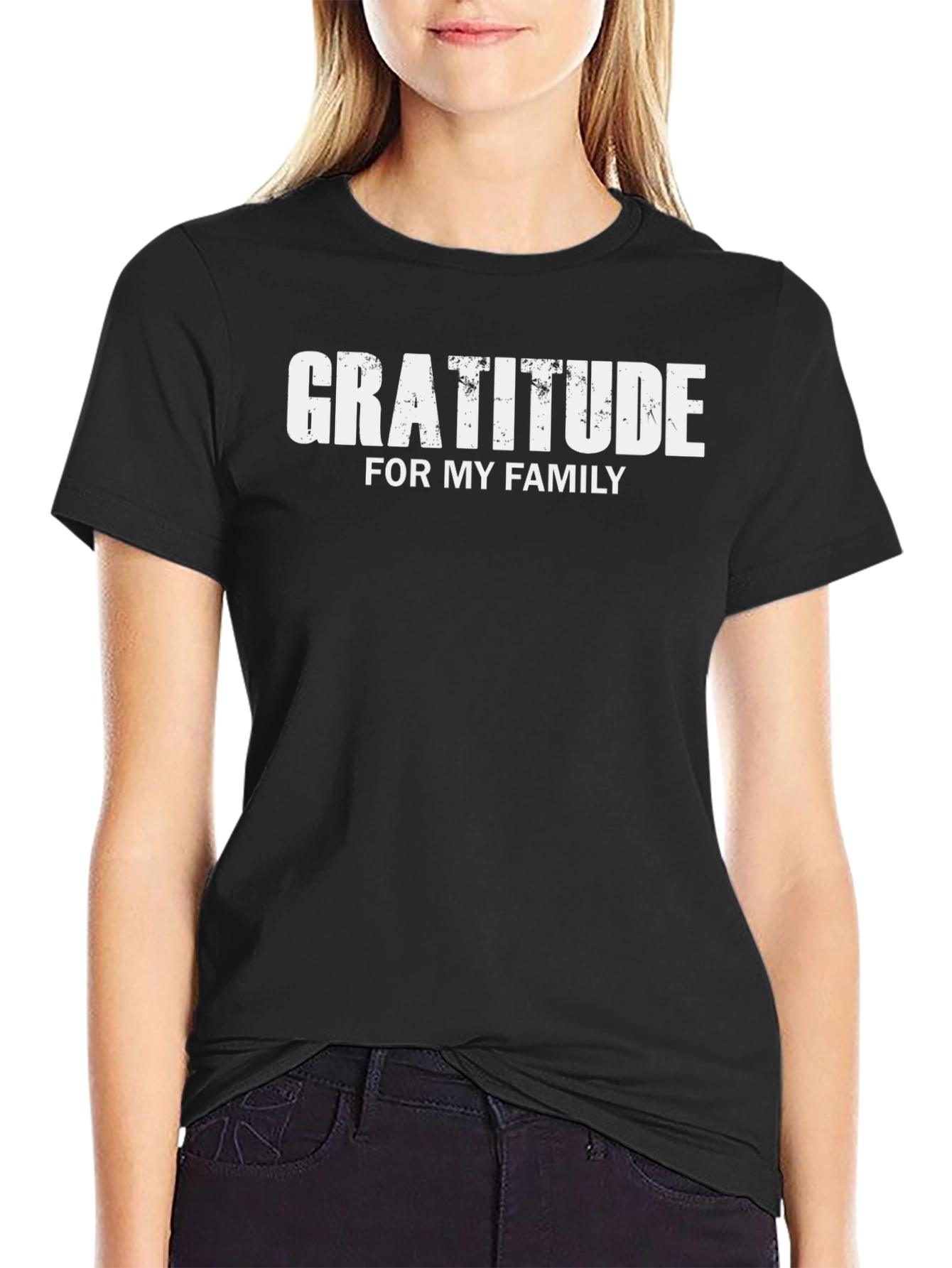 Gratitude for My Family Black T-Shirt