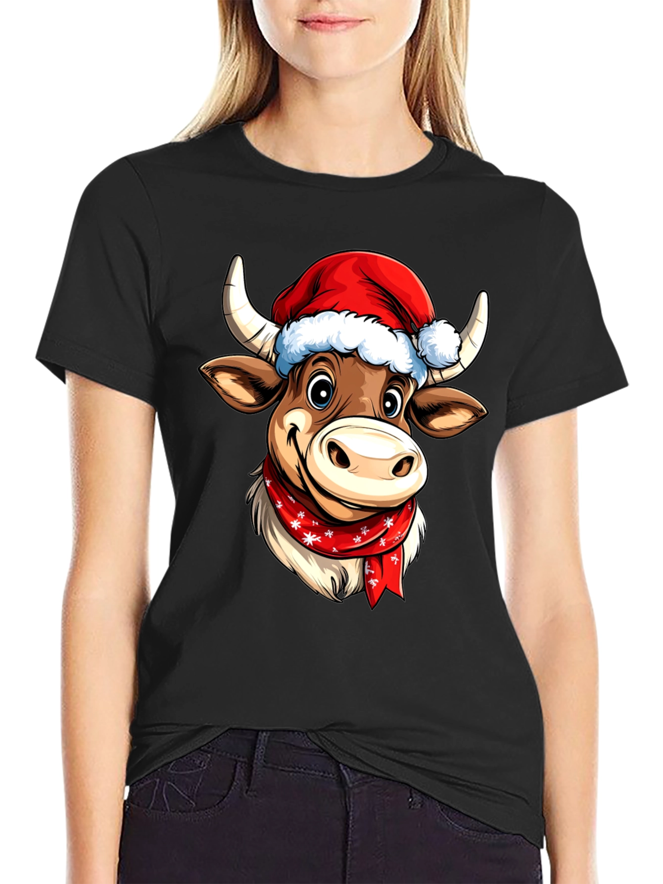Festive Cartoon Cow T-Shirt