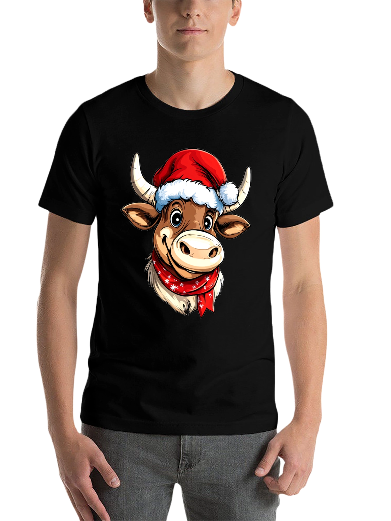Festive Cartoon Cow T-Shirt