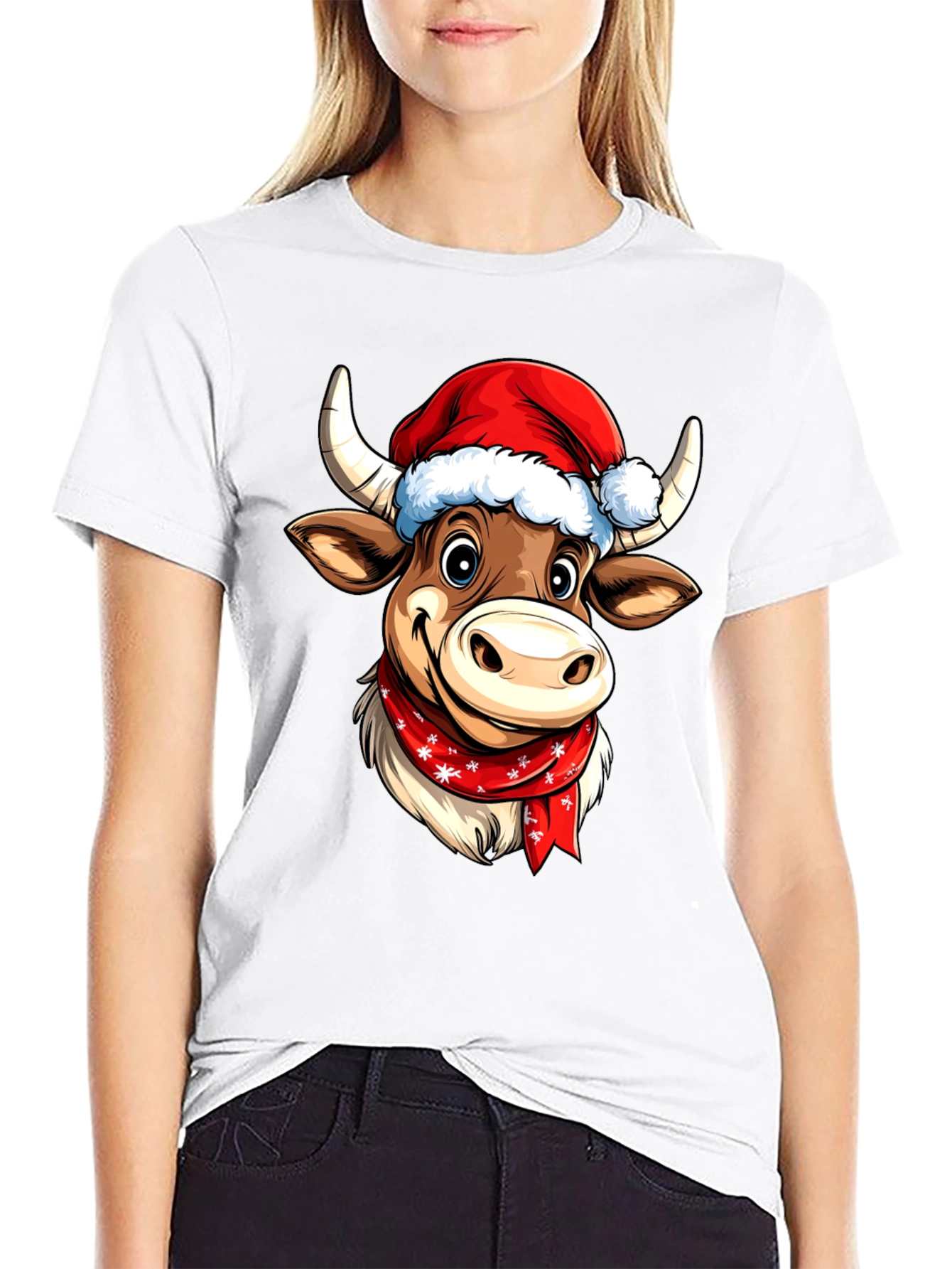 Festive Cartoon Cow T-Shirt