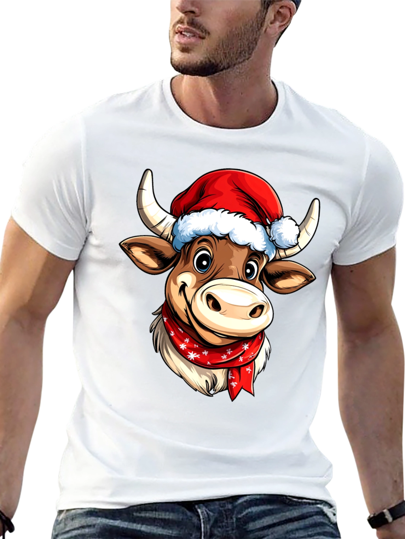 Festive Cartoon Cow T-Shirt