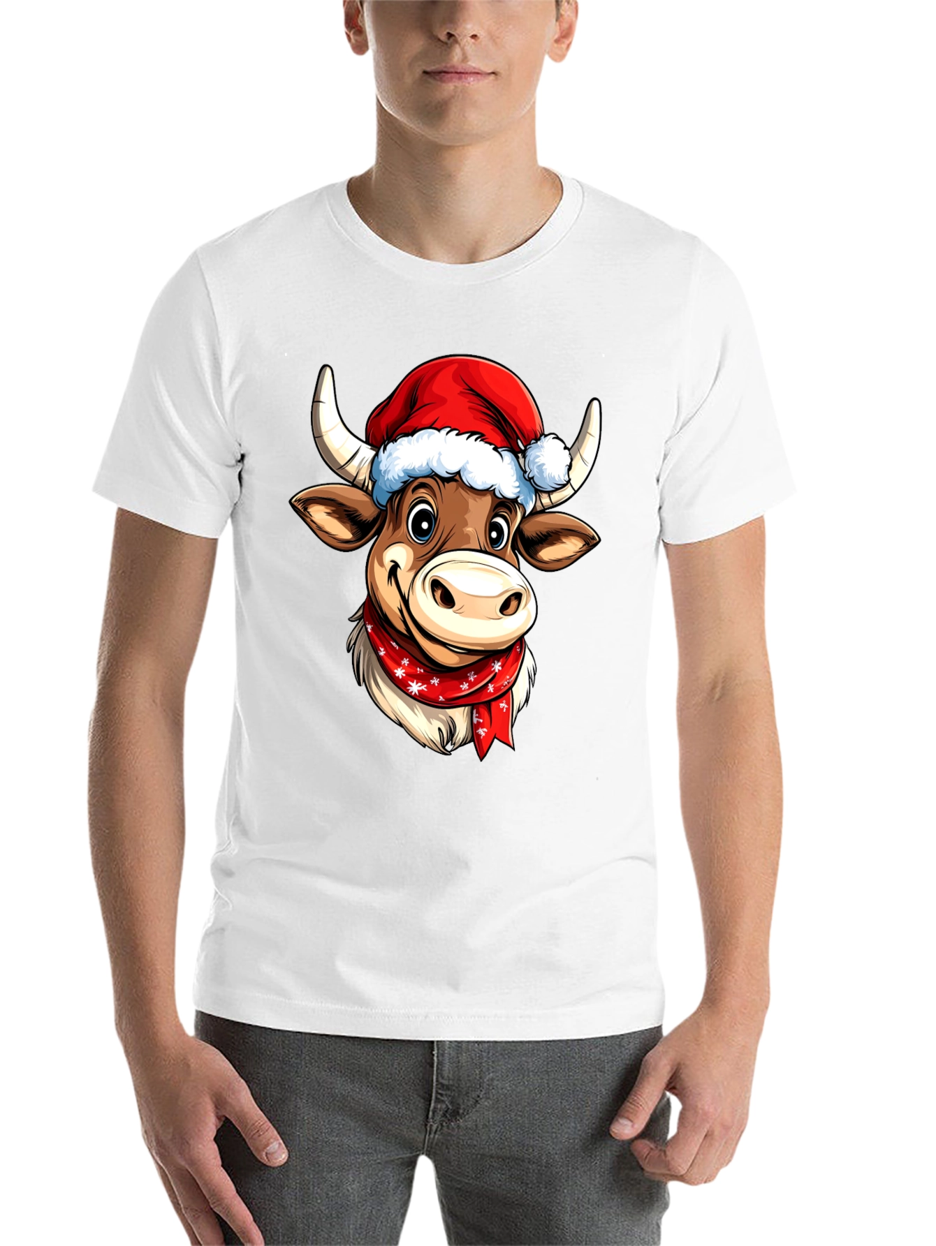 Festive Cartoon Cow T-Shirt