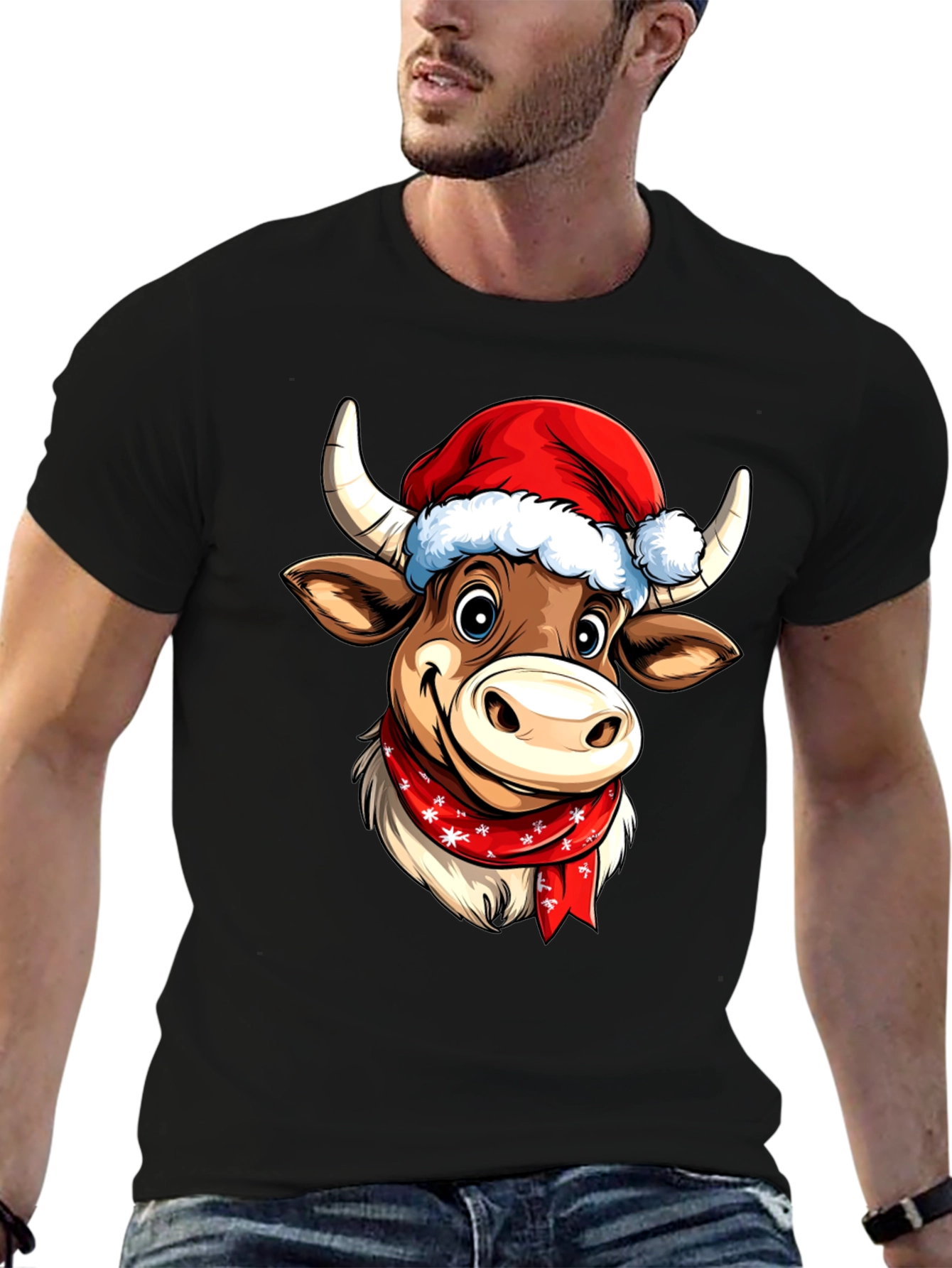 Festive Cartoon Cow T-Shirt