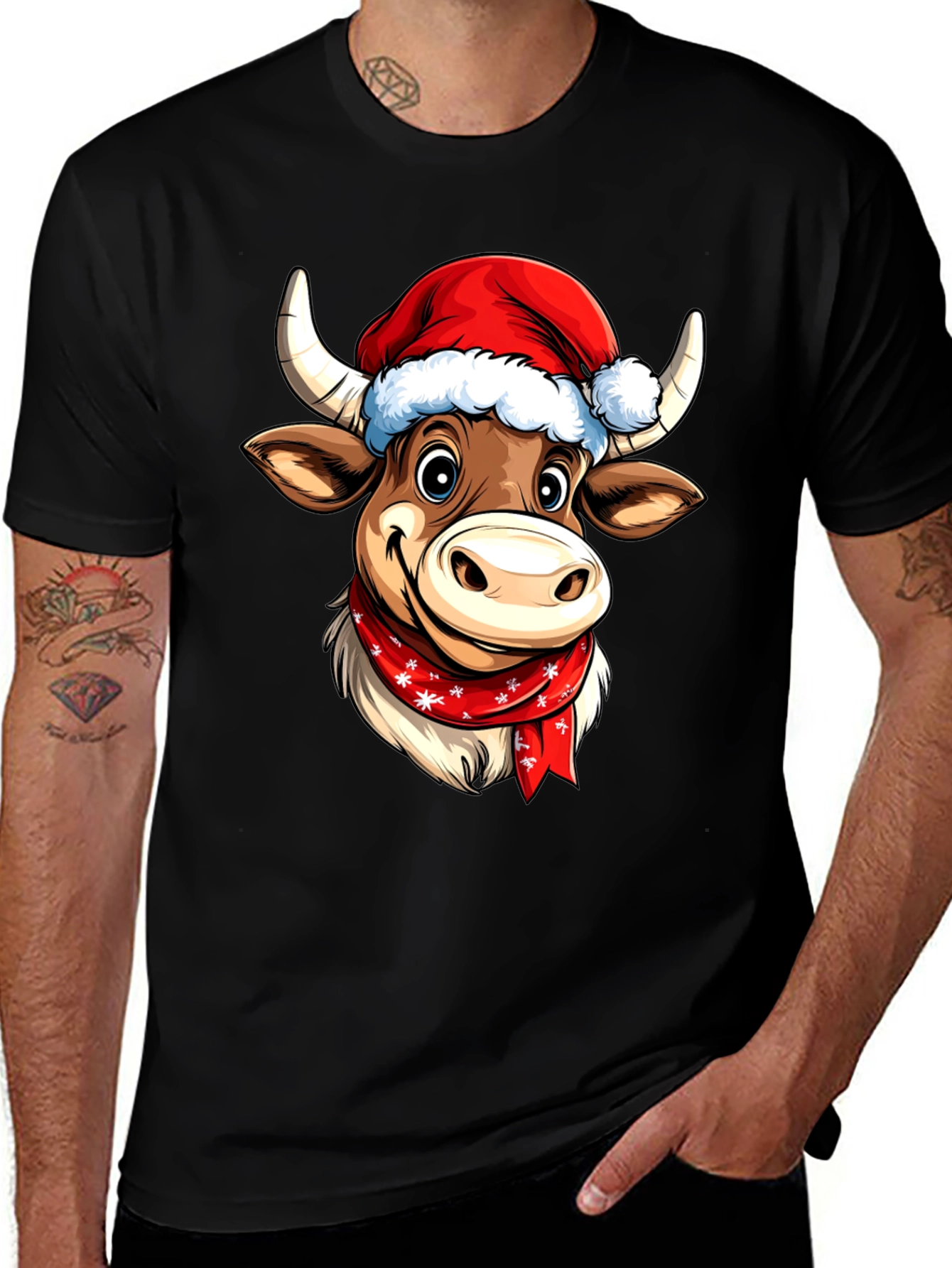 Festive Cartoon Cow T-Shirt