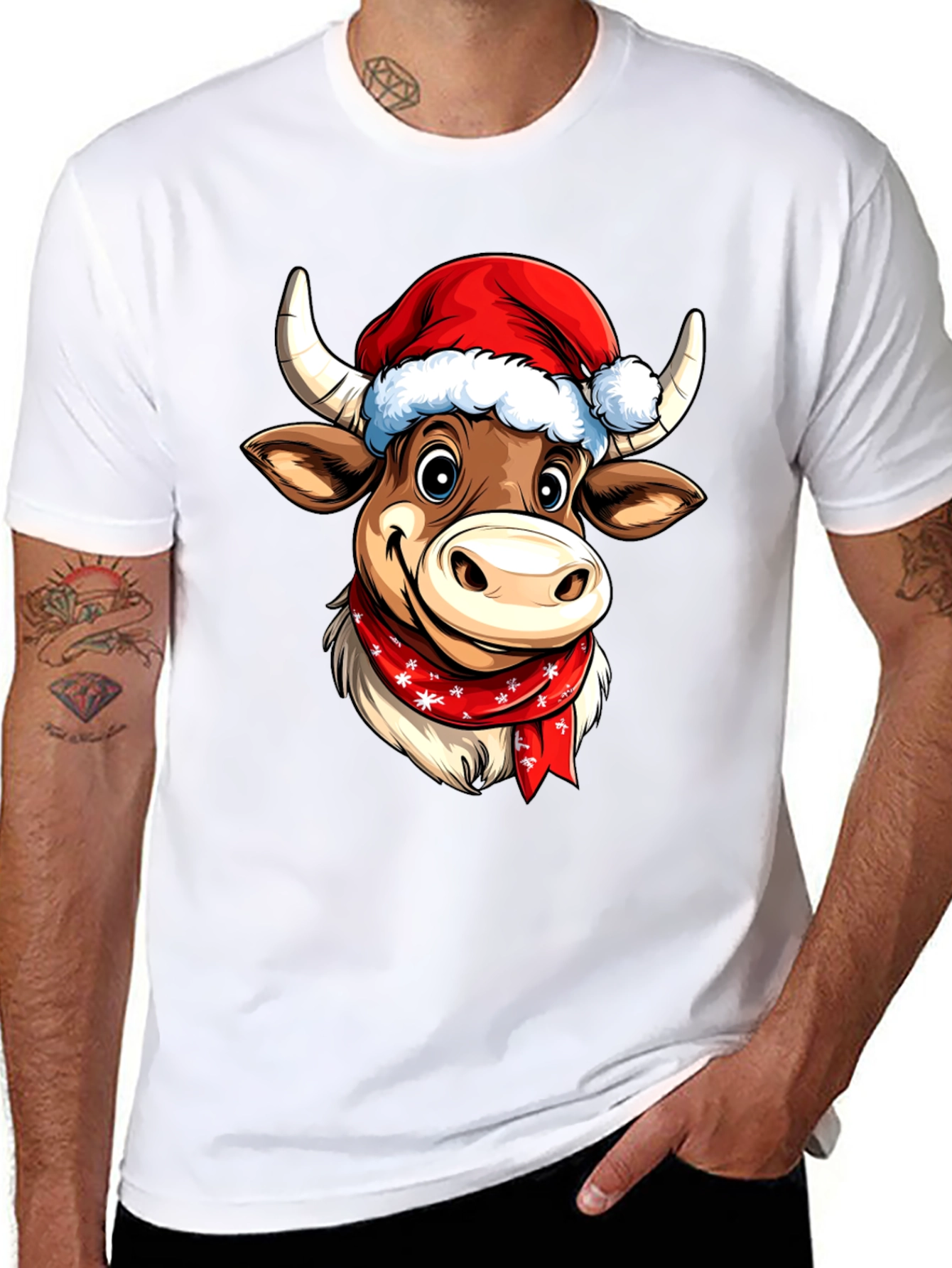 Festive Cartoon Cow T-Shirt