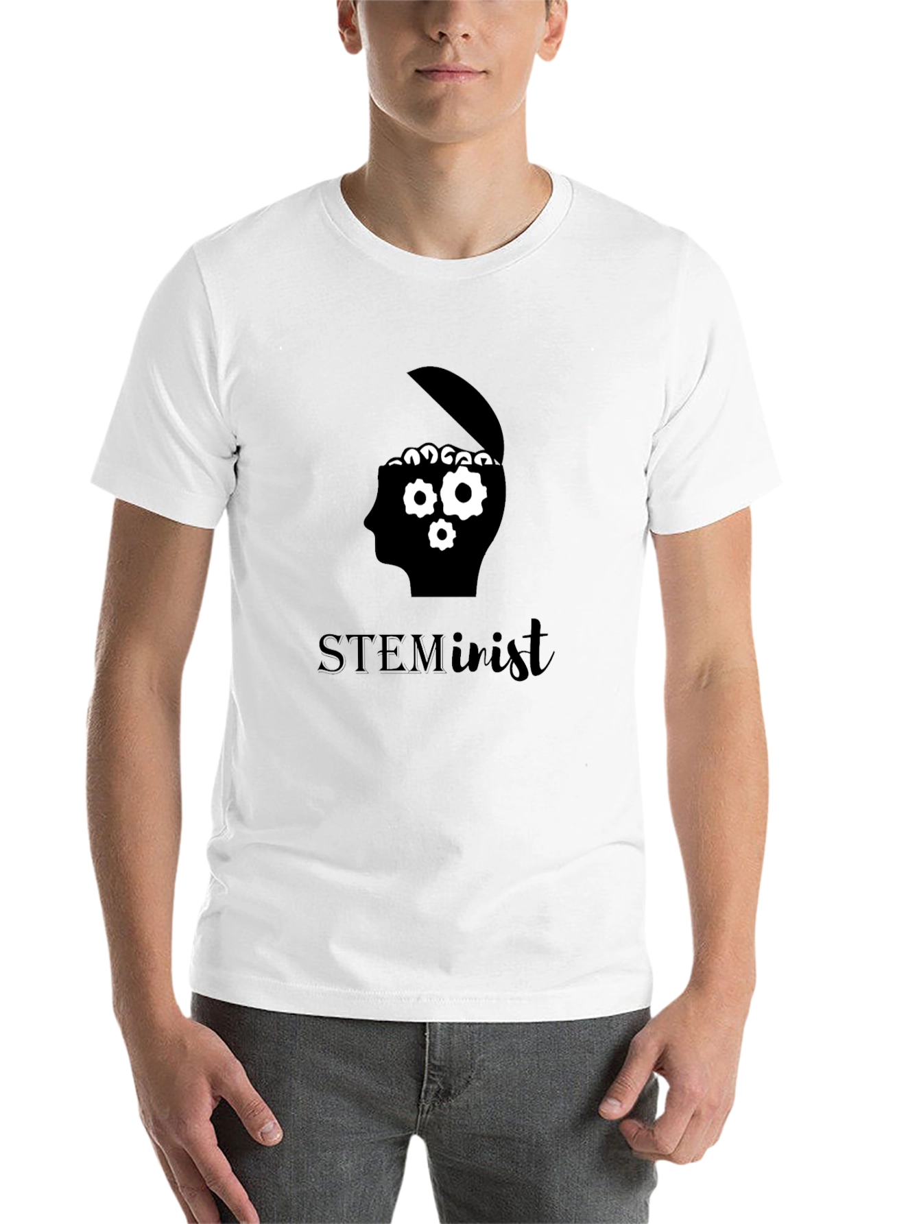 STEMinist Brain Gears Graphic Tee - Black Cotton T-Shirt