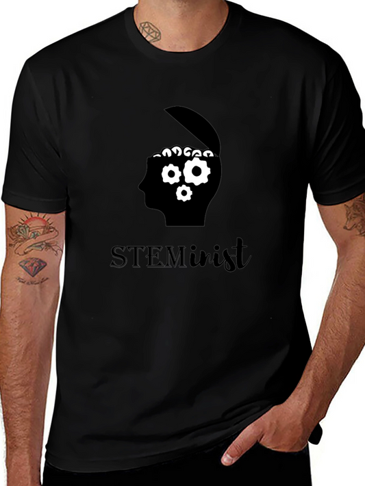 STEMinist Brain Gears Graphic Tee - Black Cotton T-Shirt