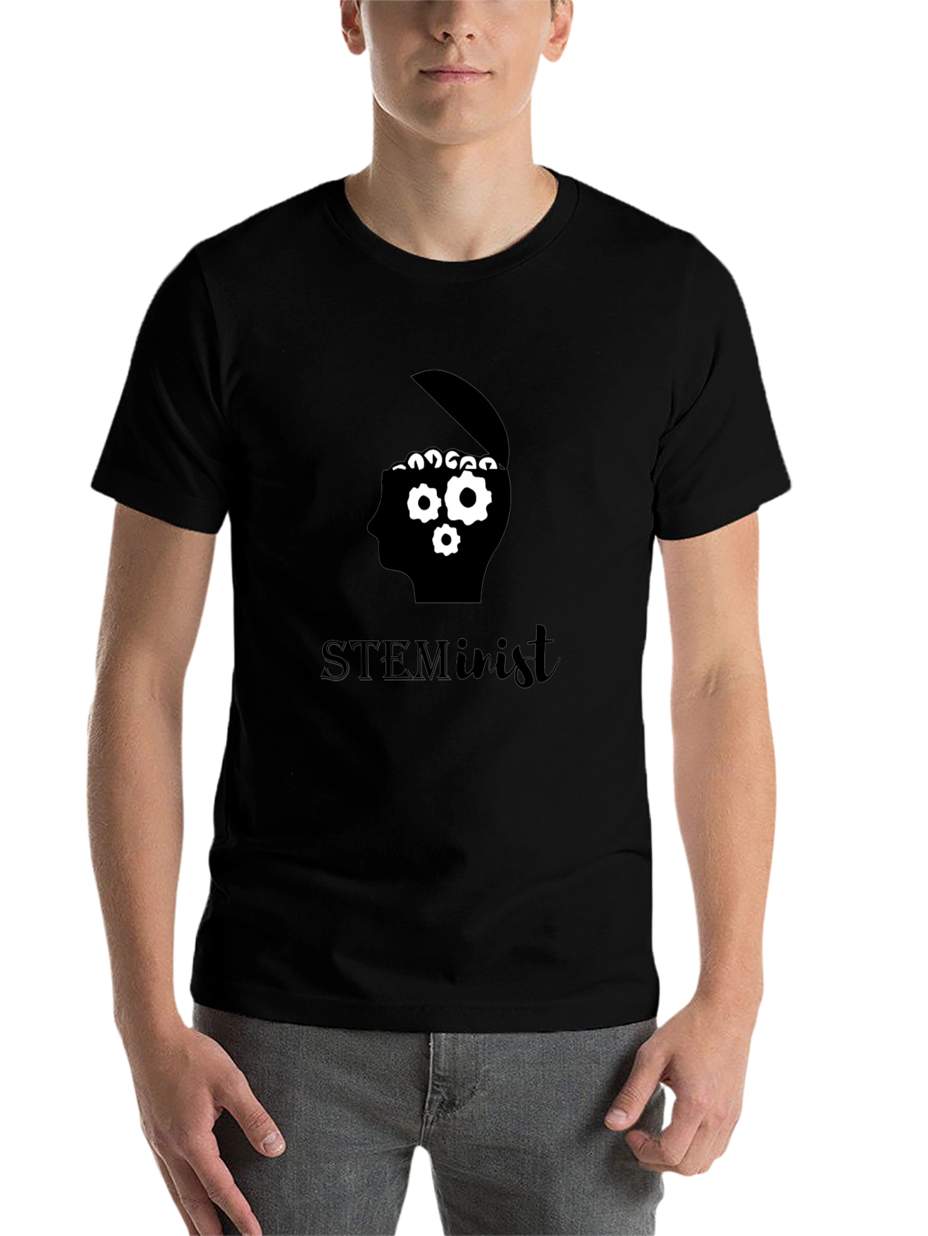 STEMinist Brain Gears Graphic Tee - Black Cotton T-Shirt