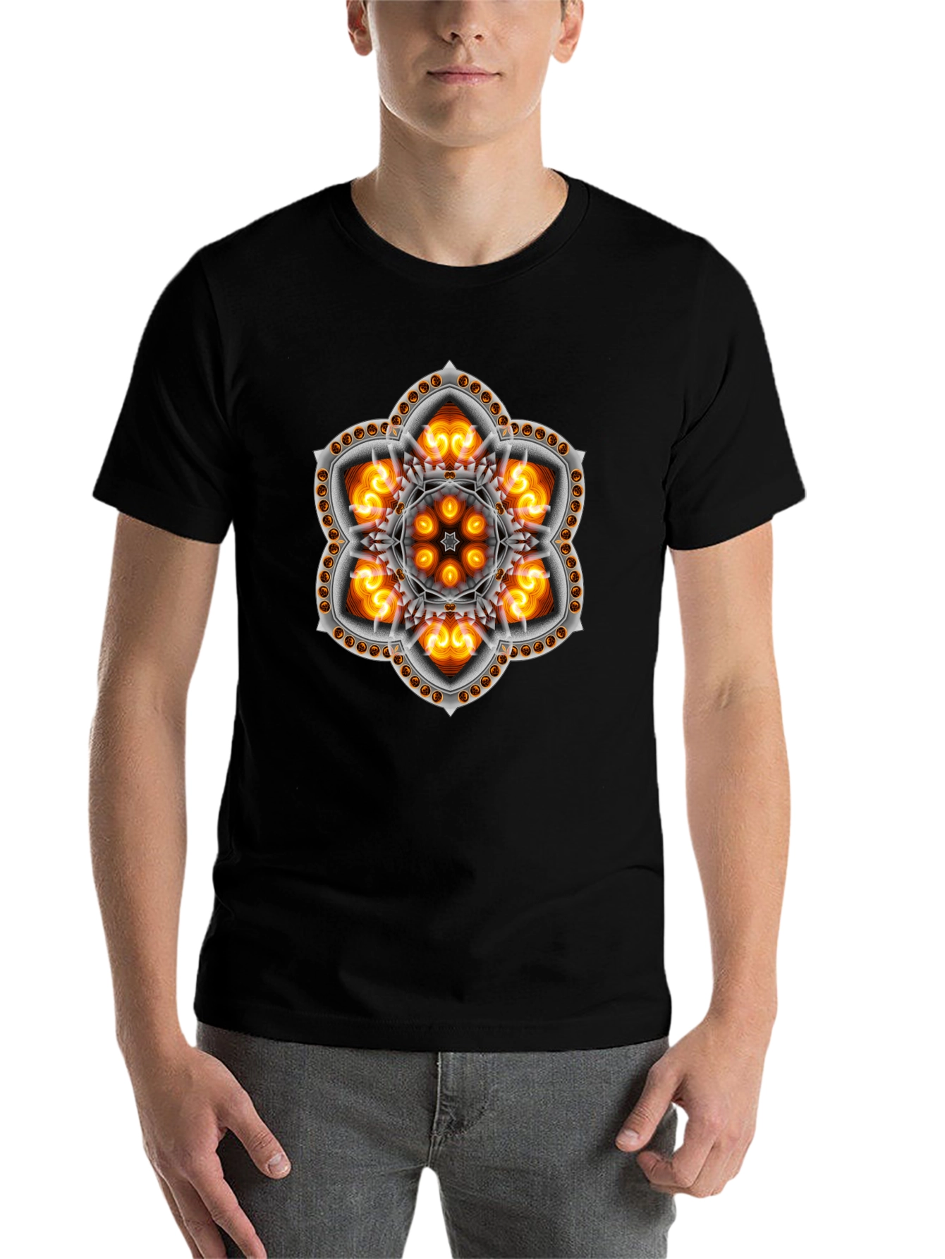 Mystic Flame Mandala Graphic Tee - Black
