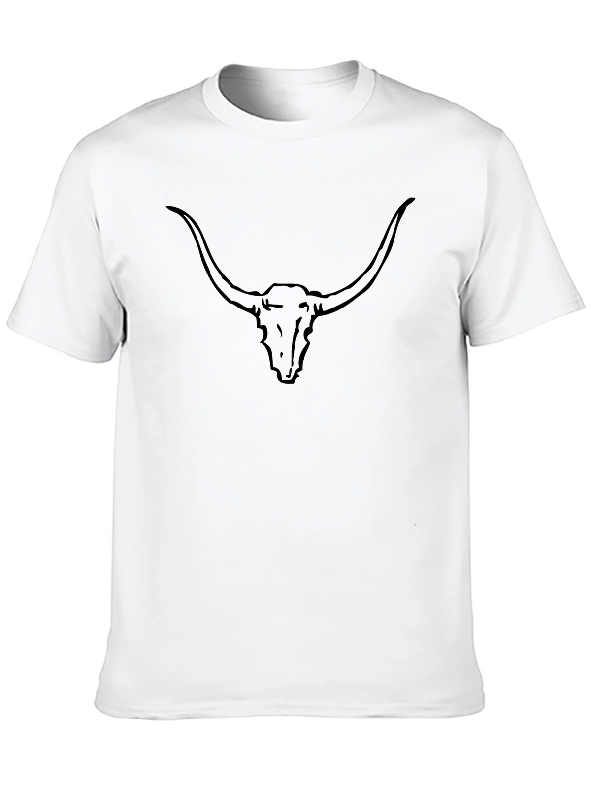 Black Longhorn Skull Graphic Tee - Western Style