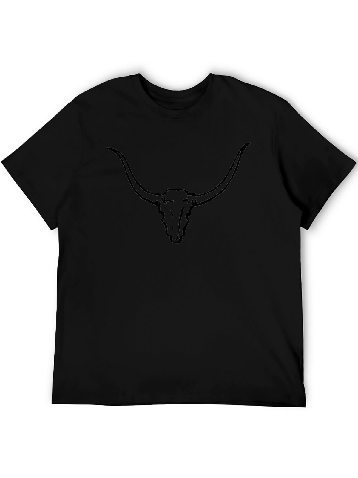 Black Longhorn Skull Graphic Tee - Western Style