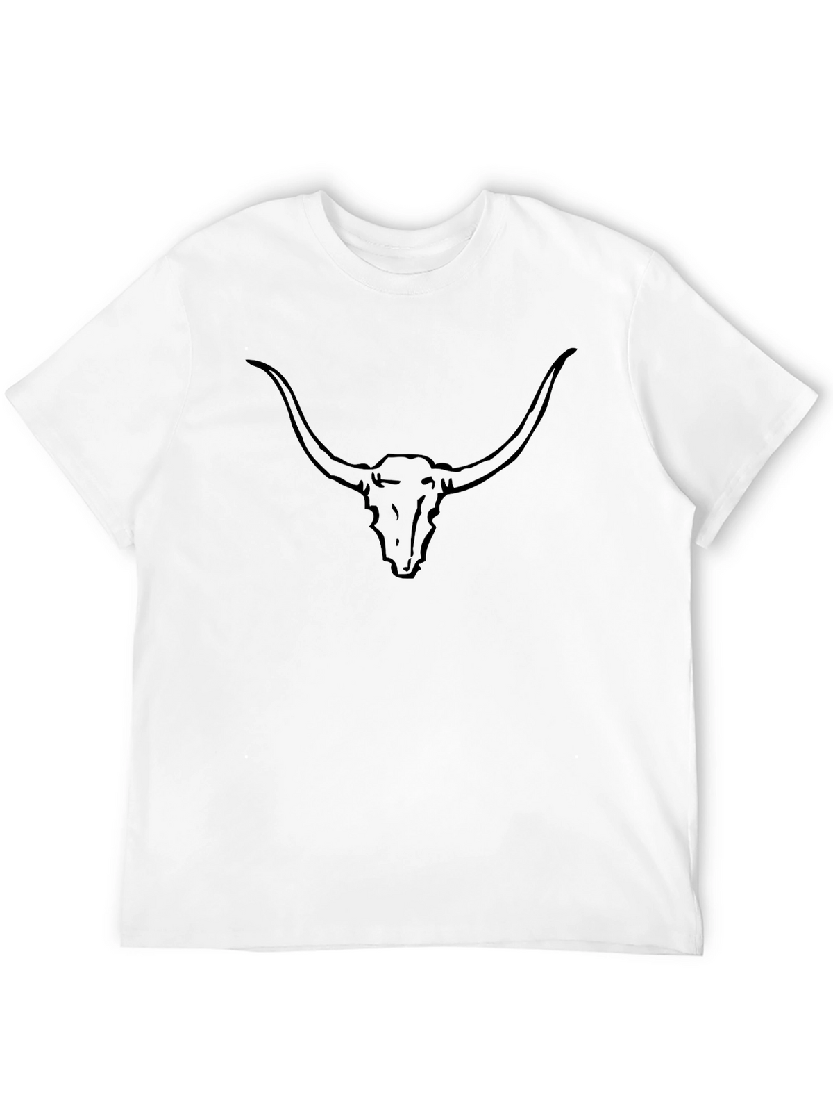 Black Longhorn Skull Graphic Tee - Western Style