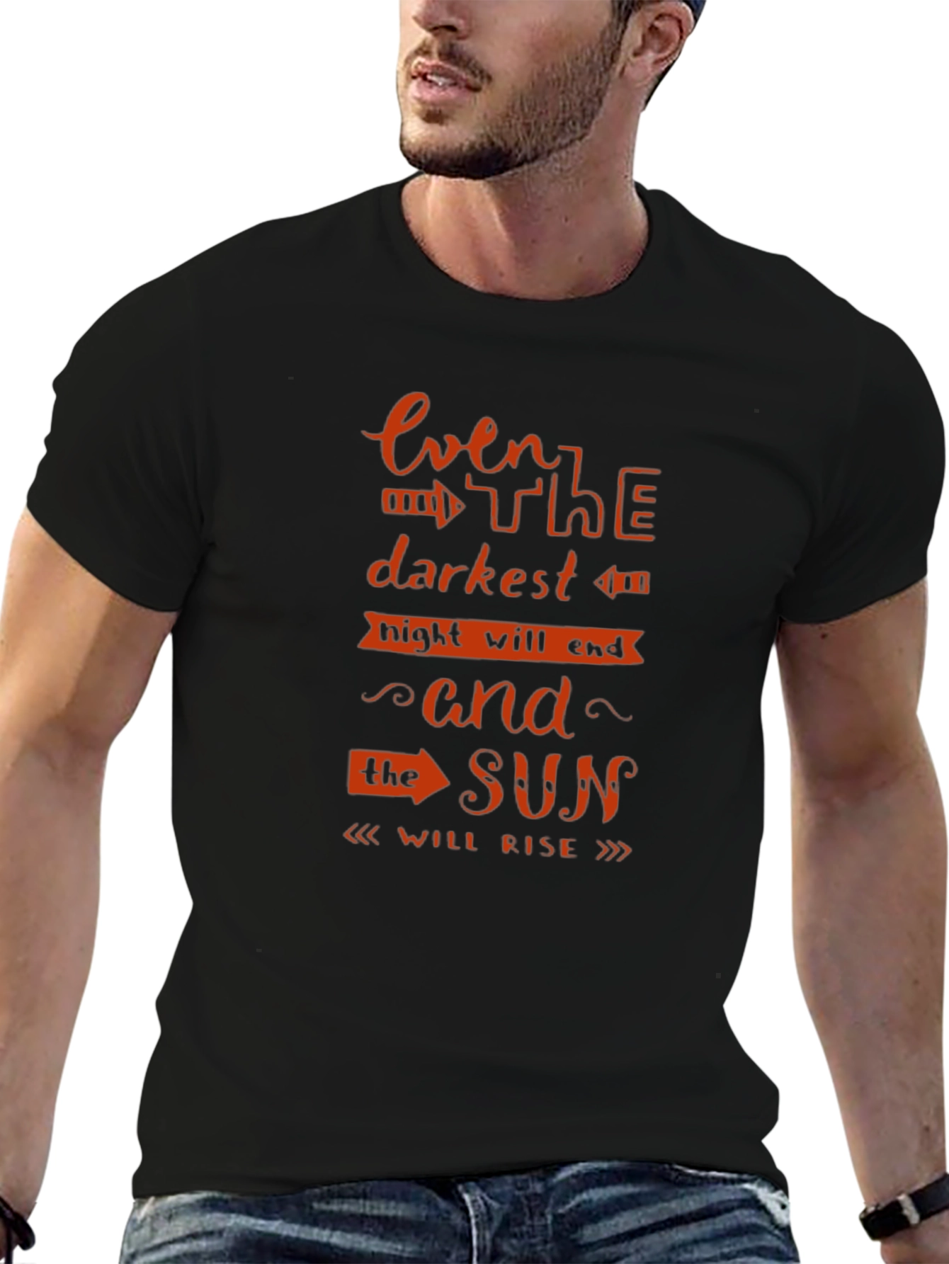Inspirational Even the Darkest Night Black T-Shirt