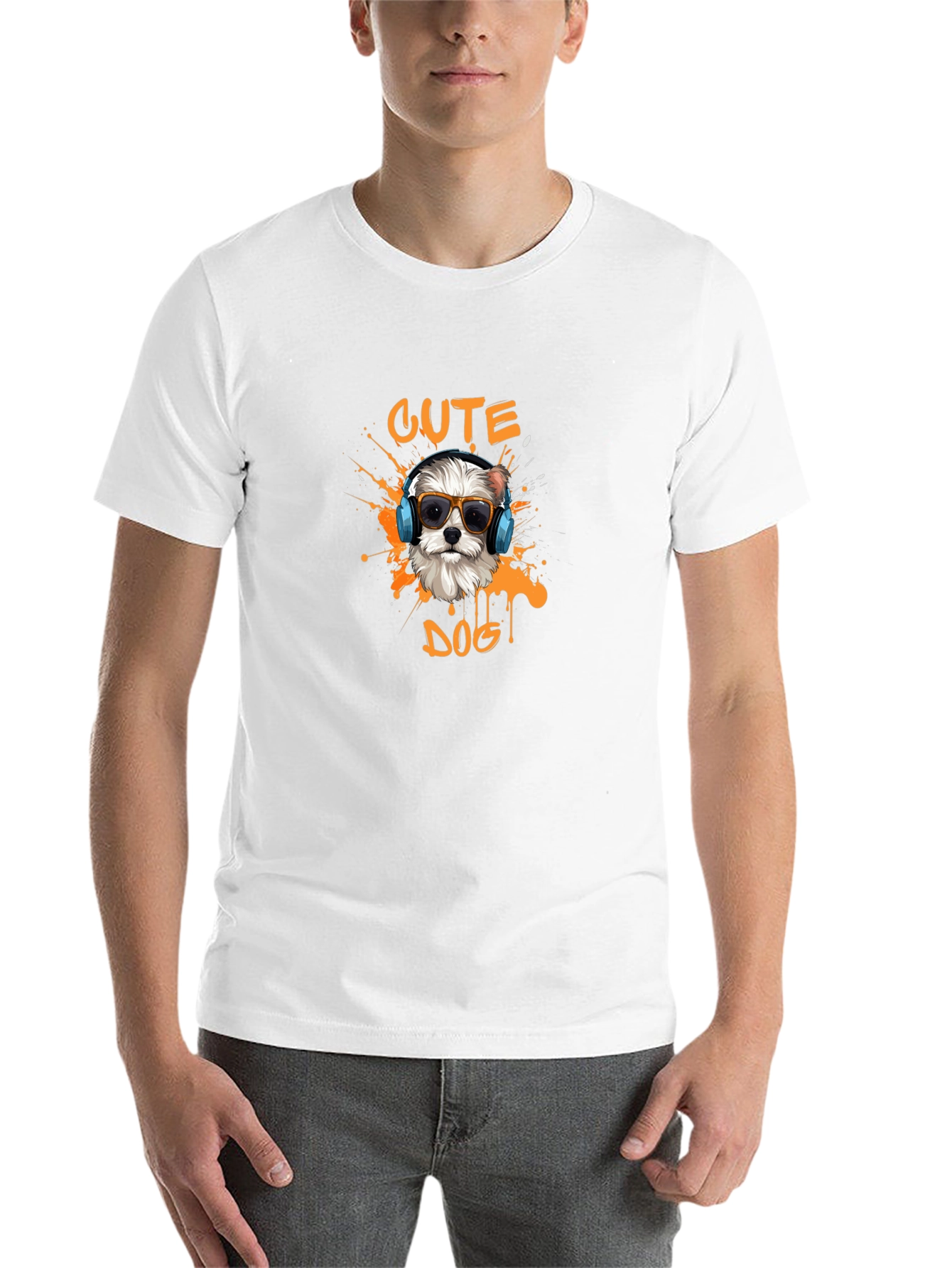 Cute Dog Graphic Tee - Stylish Mens T-Shirt