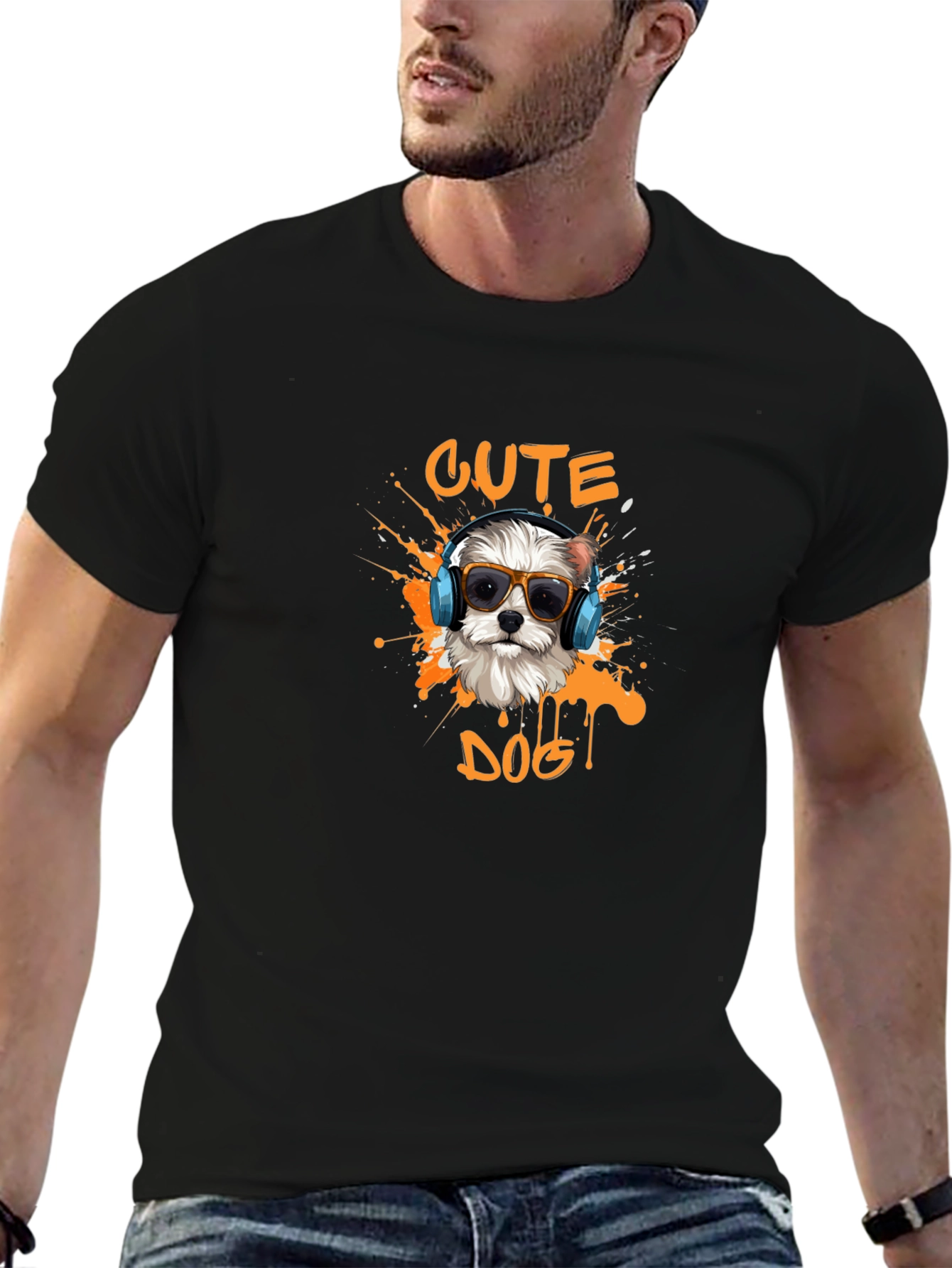 Cute Dog Graphic Tee - Stylish Mens T-Shirt