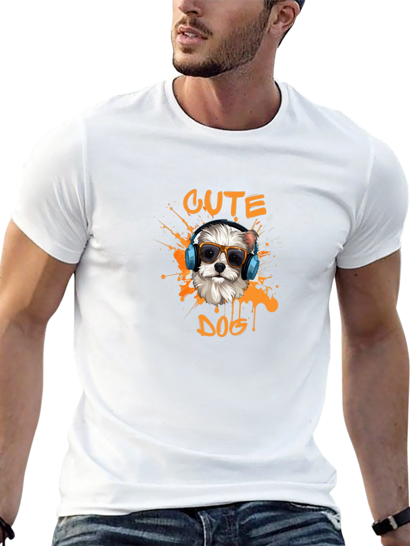 Cute Dog Graphic Tee - Stylish Mens T-Shirt