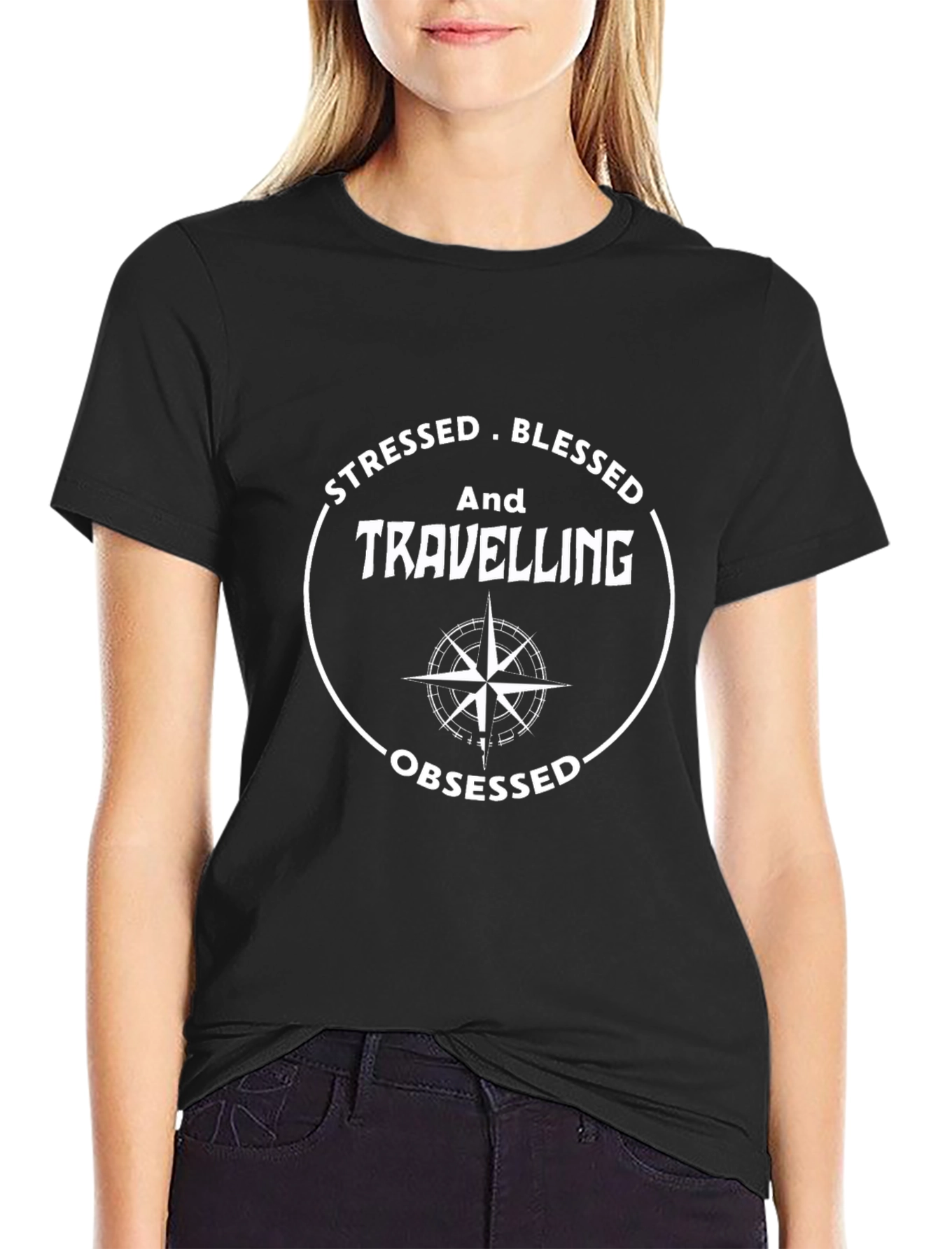 Stressed Blessed Traveling Obsessed T-Shirt