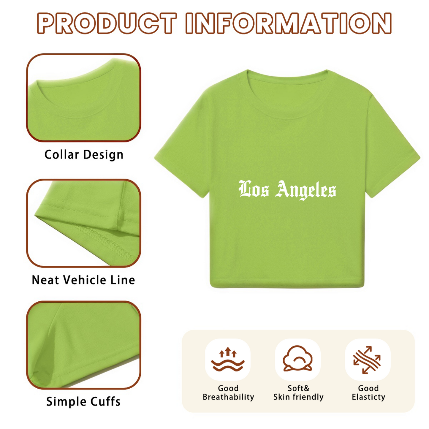 Gothic Old English Los Angeles Fresh Green Crop Top