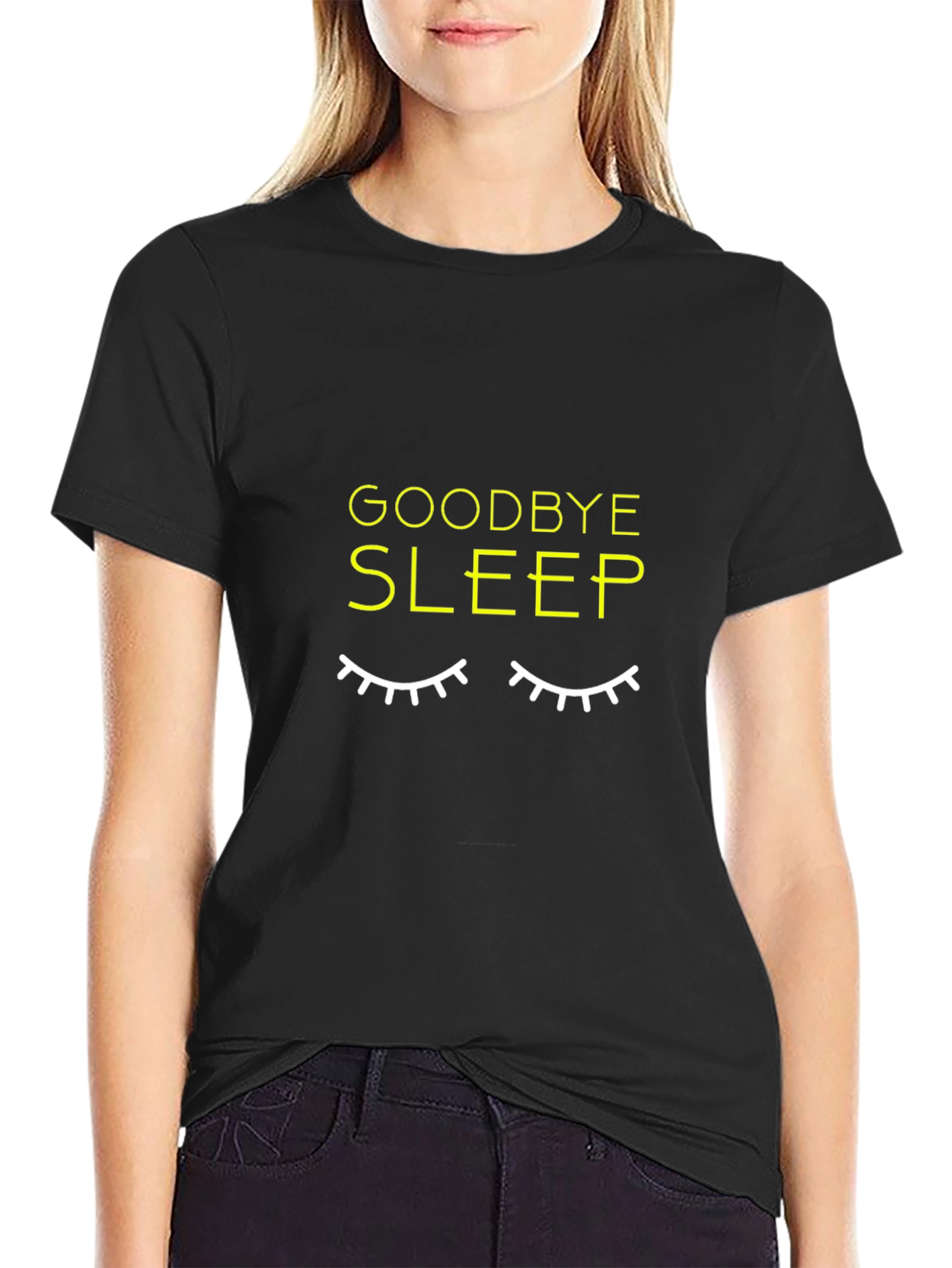 Goodbye Sleep Graphic Black T-Shirt