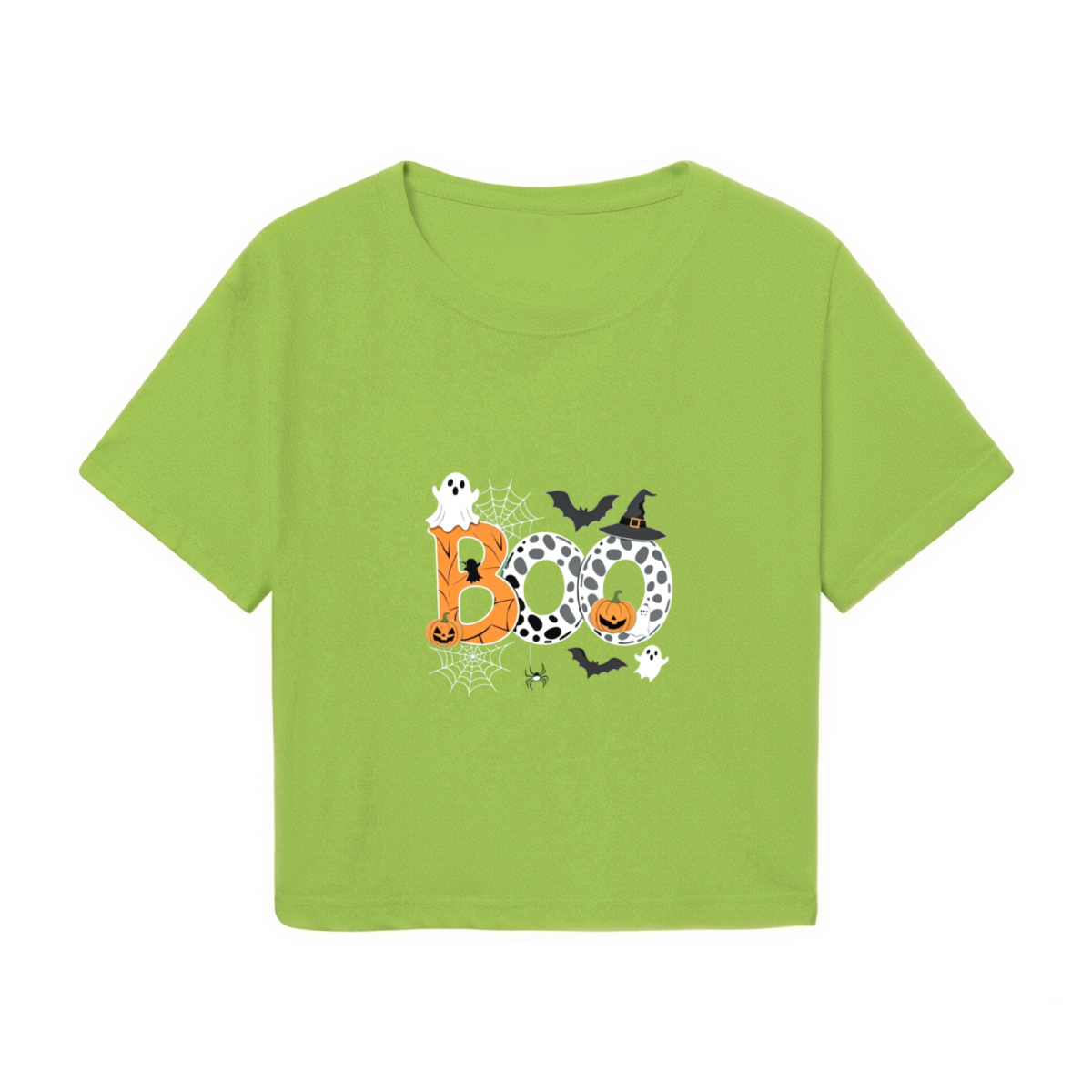Boo Spooky Ghost Bat Witch Hat Halloween Crop Top