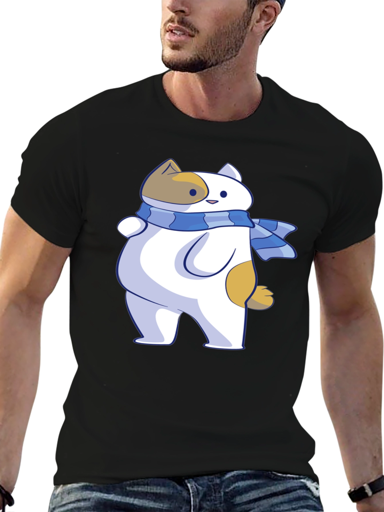 Cartoon Cat T-Shirt - Unisex Black Tee