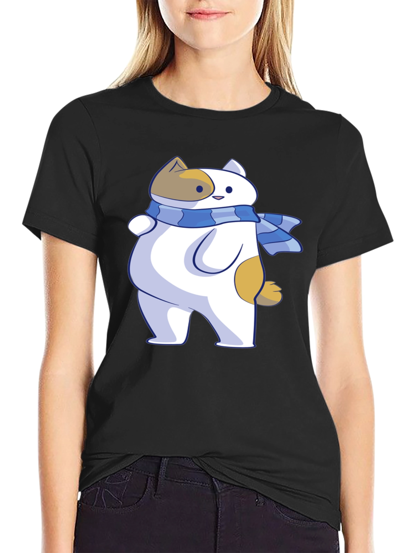 Cartoon Cat T-Shirt - Unisex Black Tee
