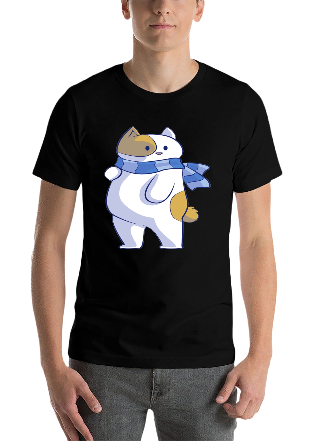 Cartoon Cat T-Shirt - Unisex Black Tee