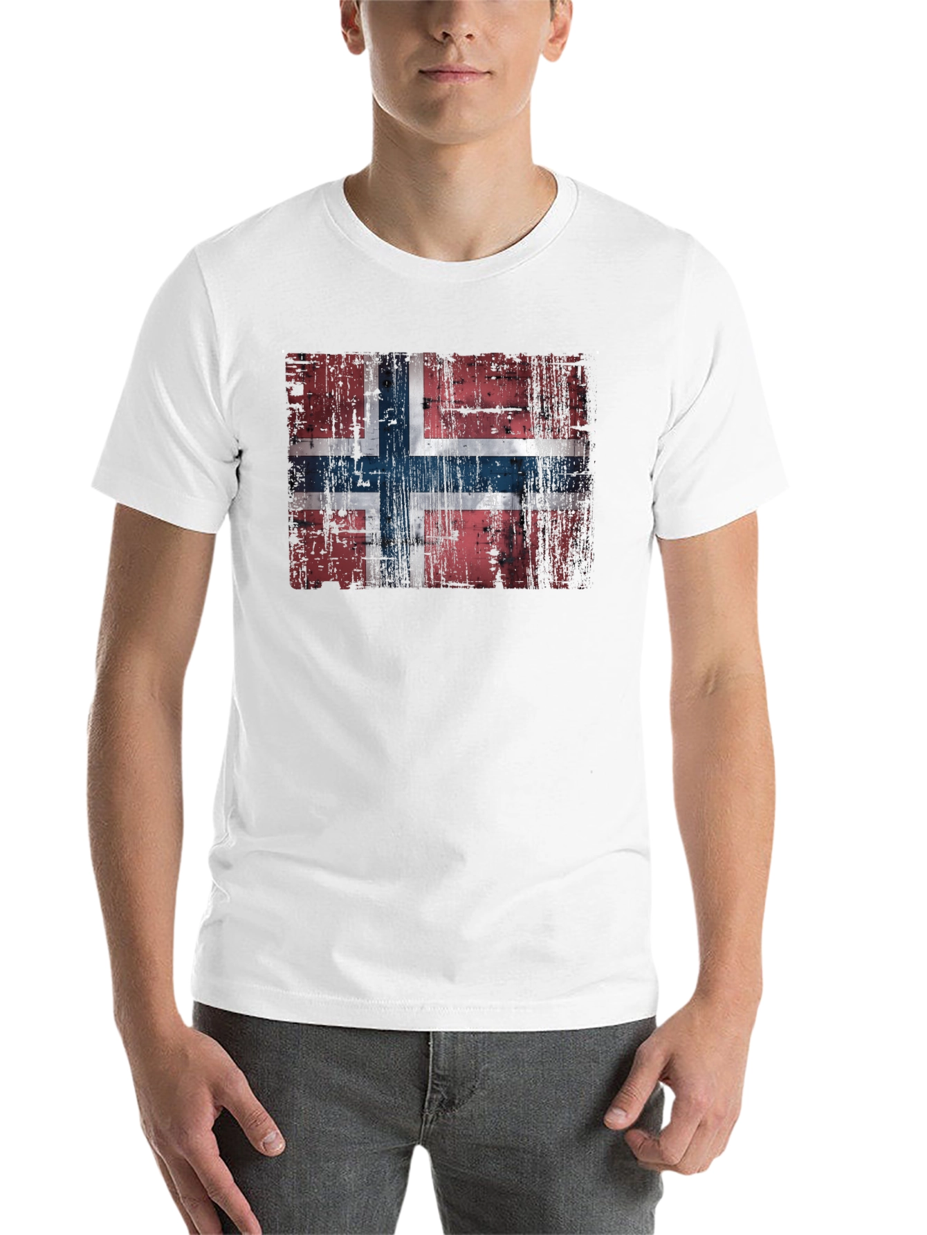 Distressed Norway Flag Black T-Shirt