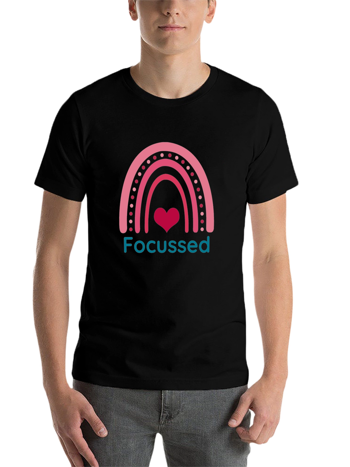 Focused Rainbow Heart Graphic Tee