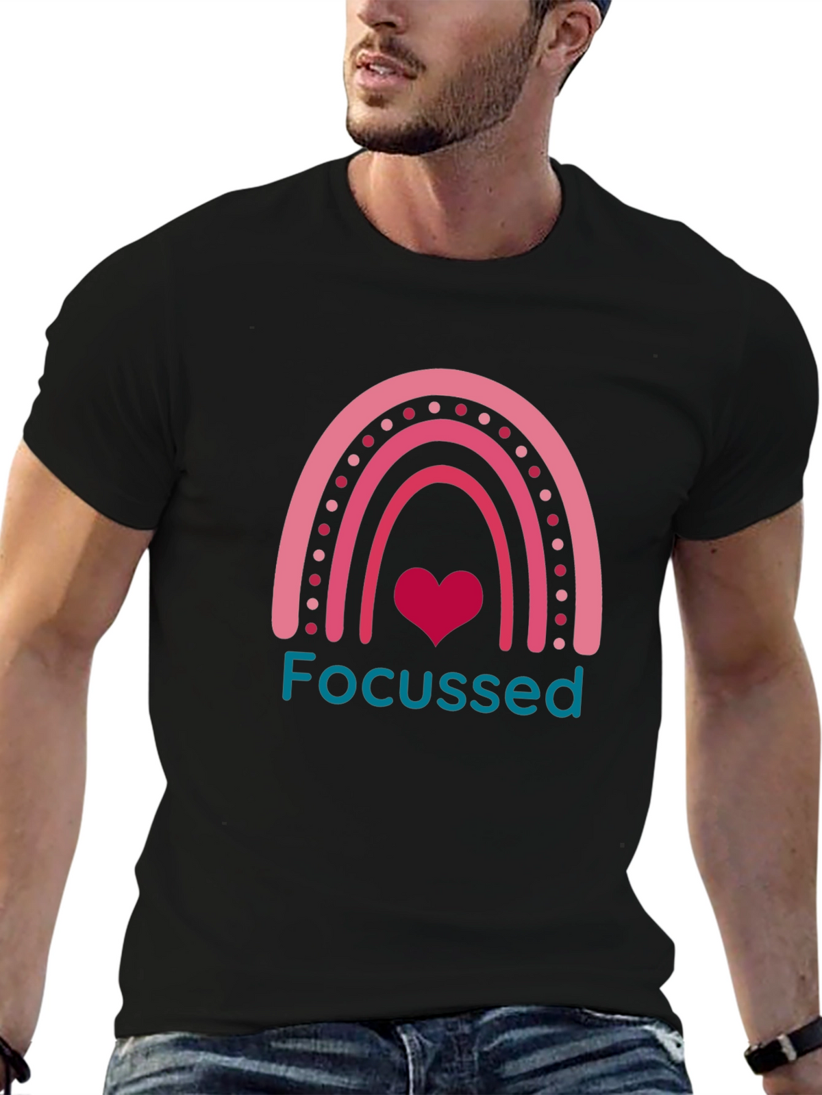 Focused Rainbow Heart Graphic Tee