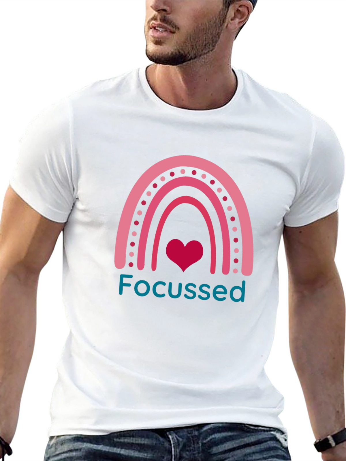 Focused Rainbow Heart Graphic Tee