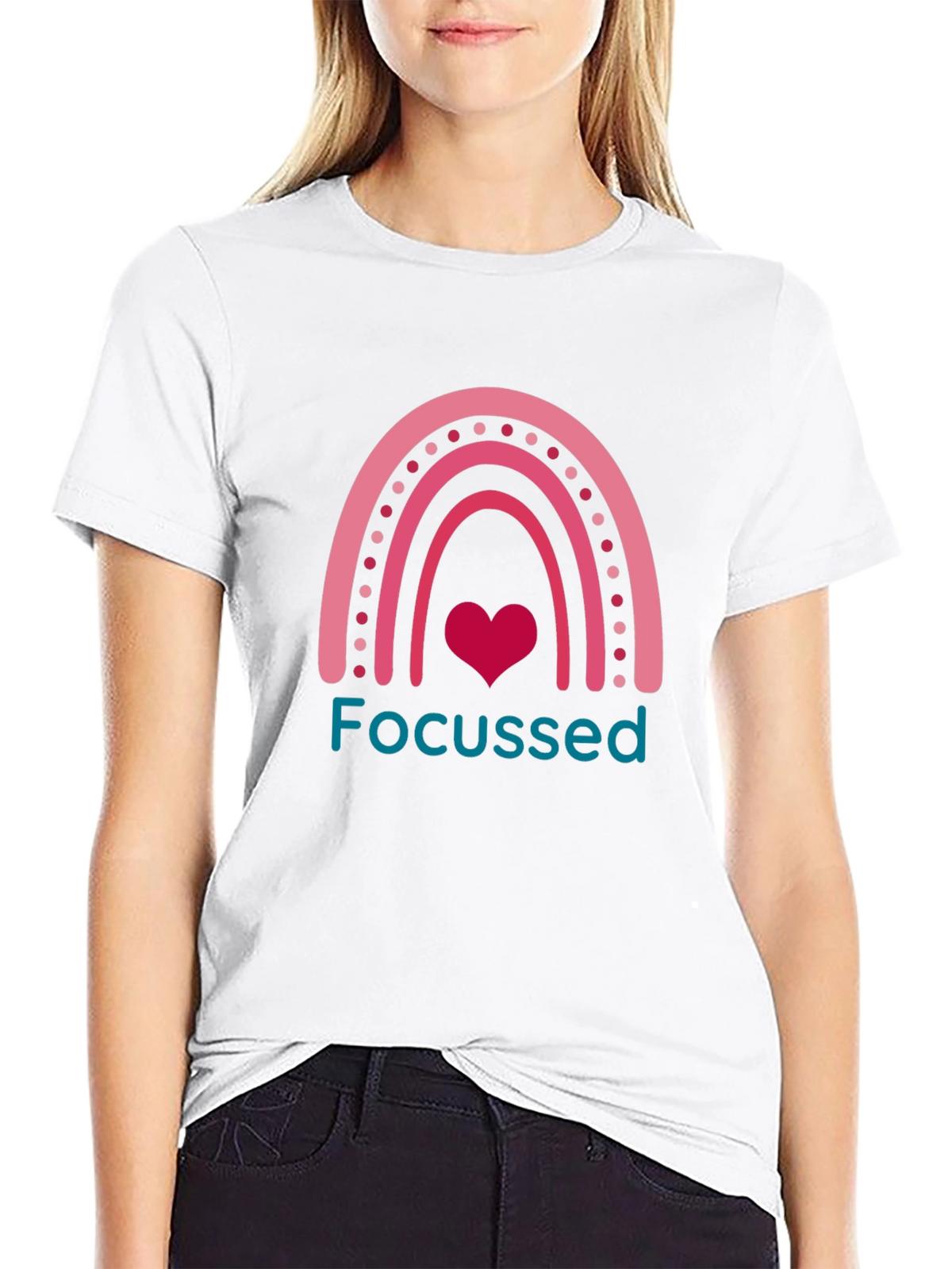 Focused Rainbow Heart Graphic Tee