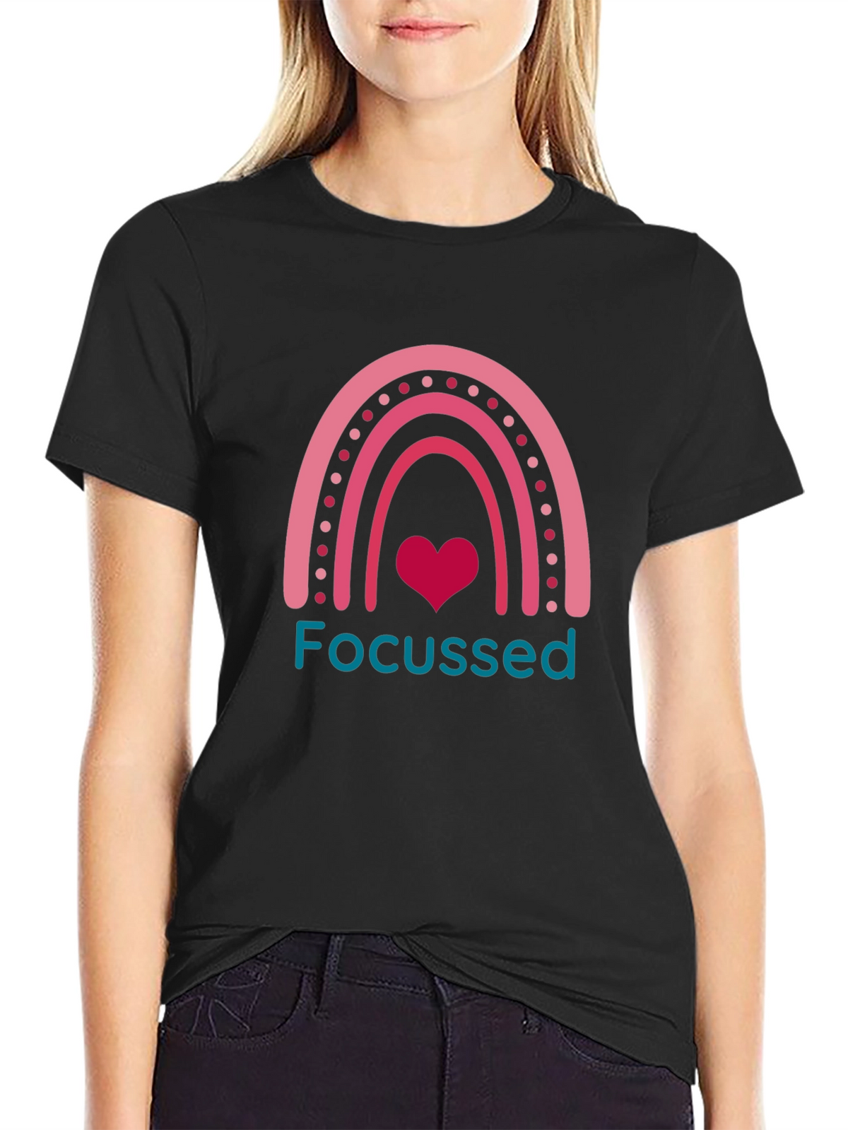 Focused Rainbow Heart Graphic Tee