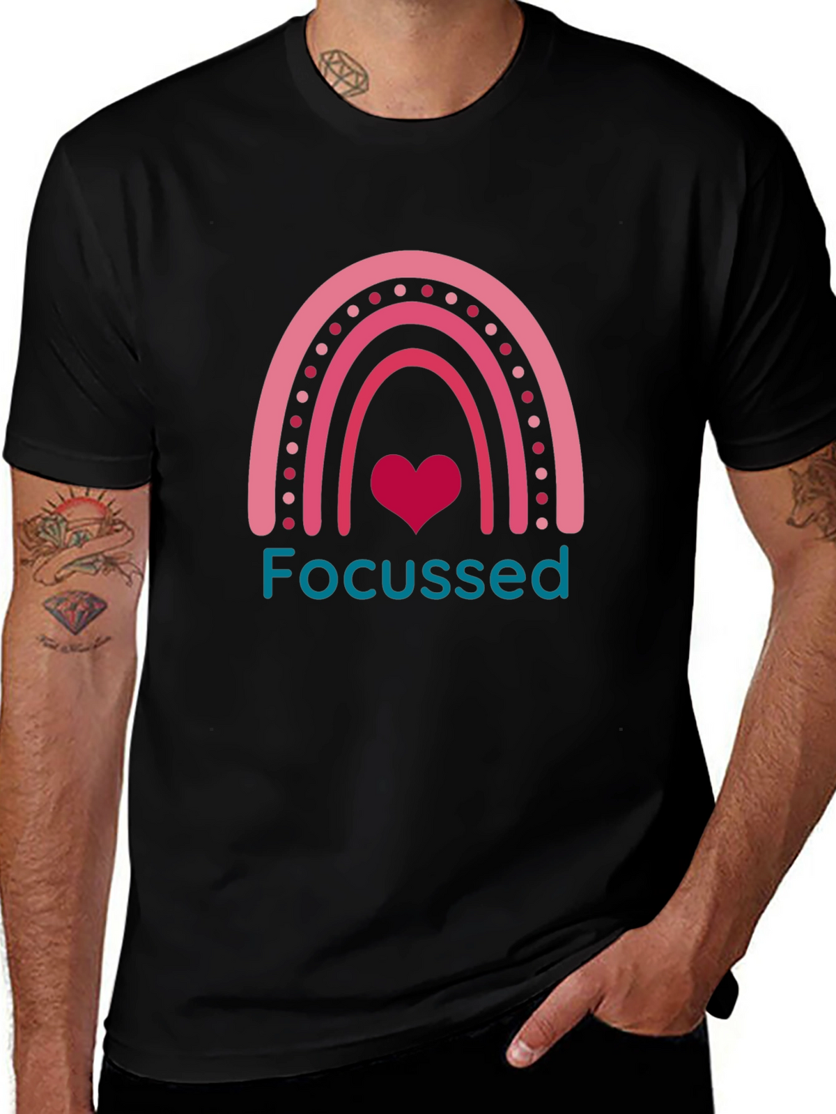 Focused Rainbow Heart Graphic Tee