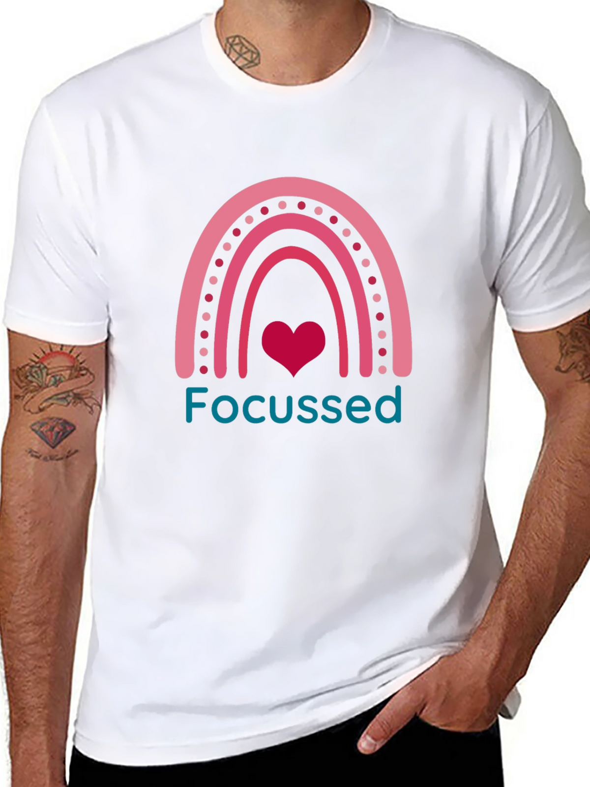 Focused Rainbow Heart Graphic Tee
