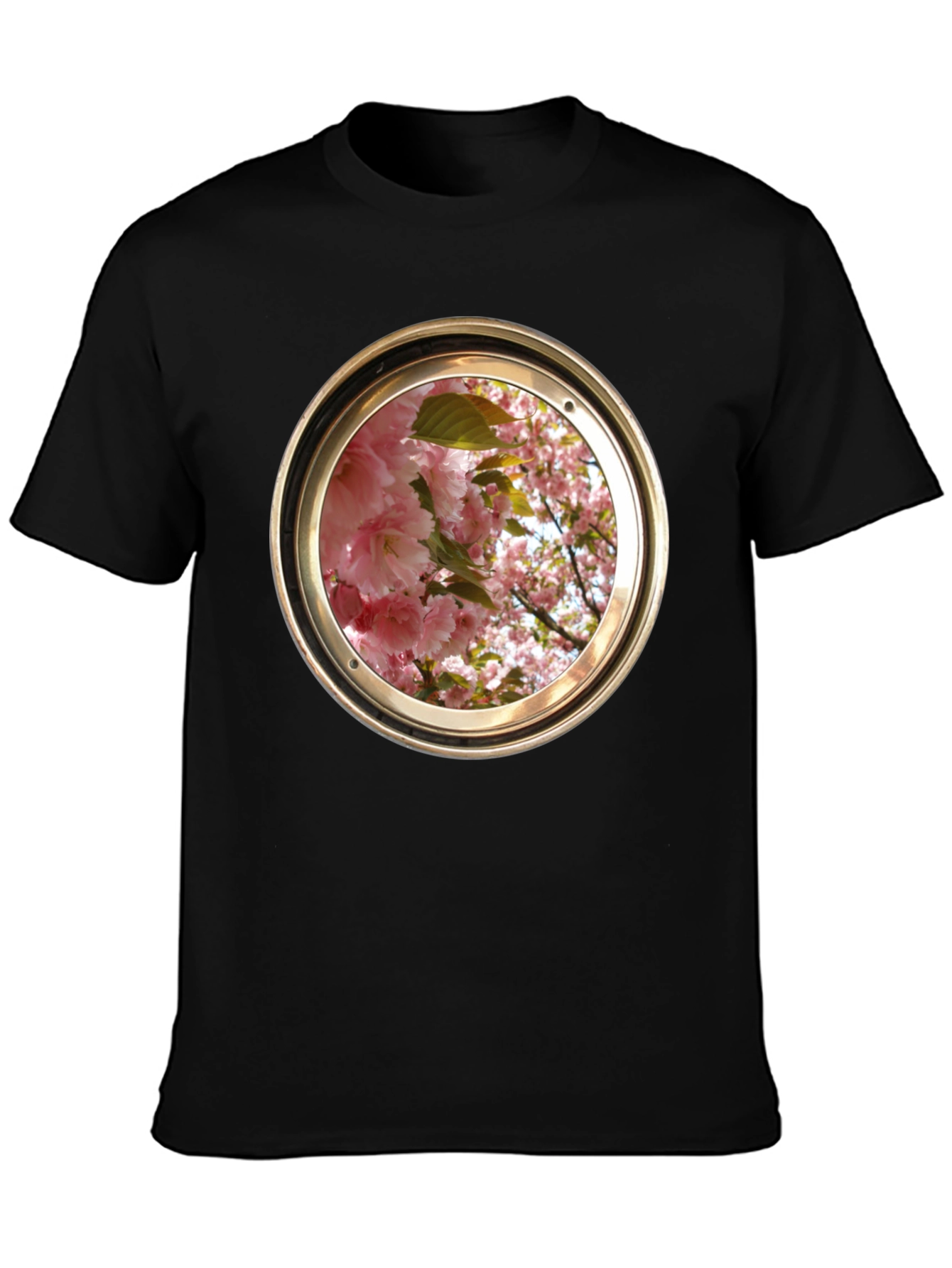 Floral Porthole Graphic Tee - Unique Design