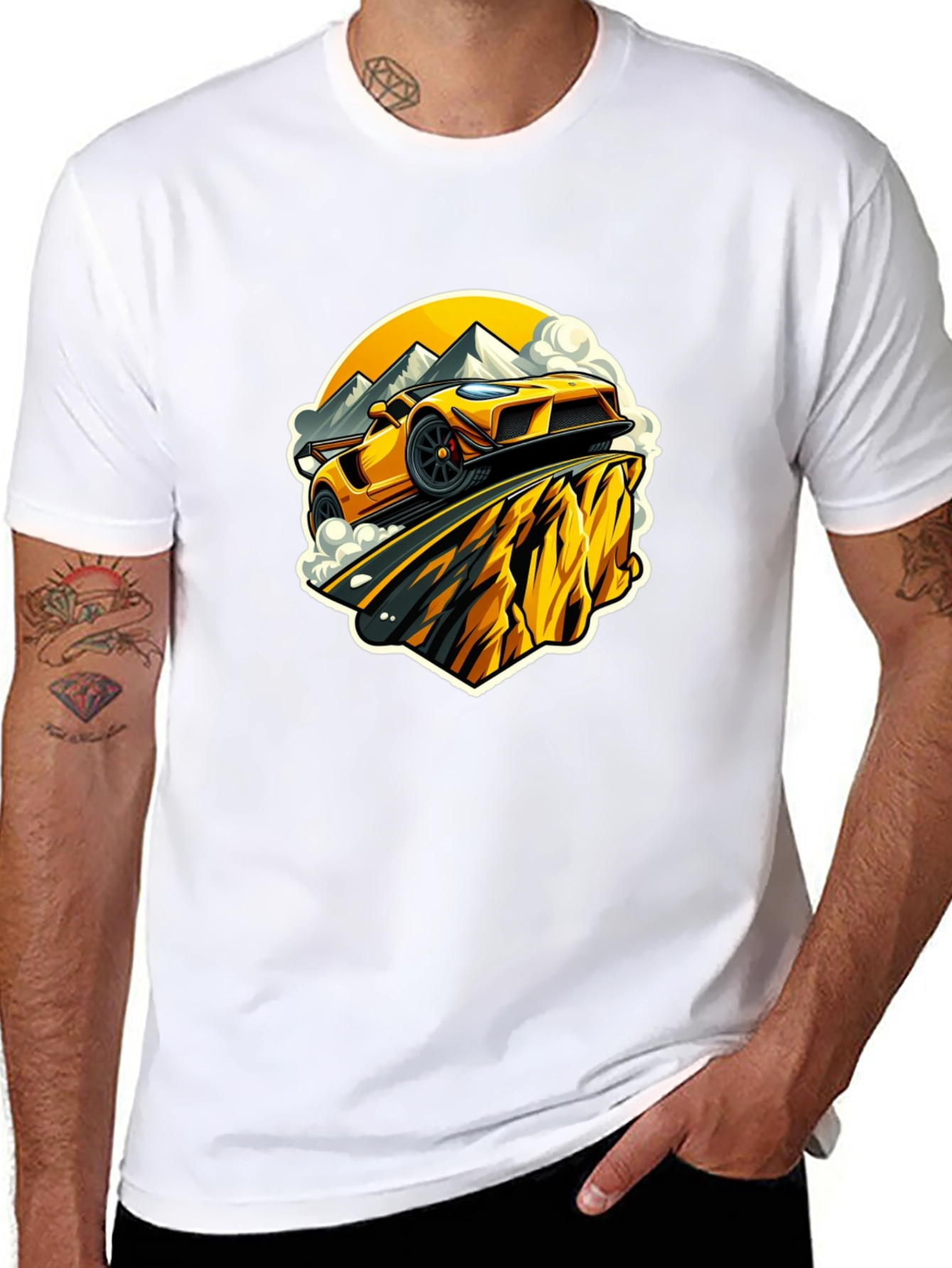 Yellow Car Mountain Road Trip T-Shirt