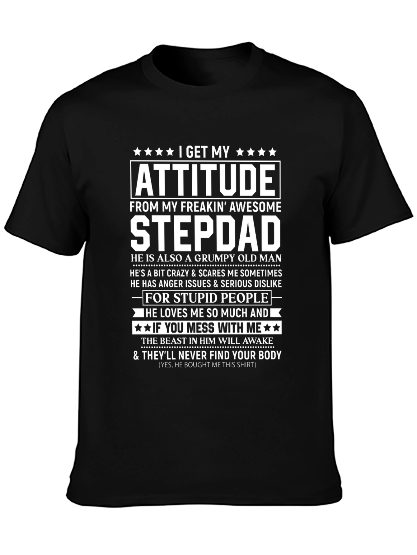 Awesome Stepdad T-Shirt: Attitude & Humor