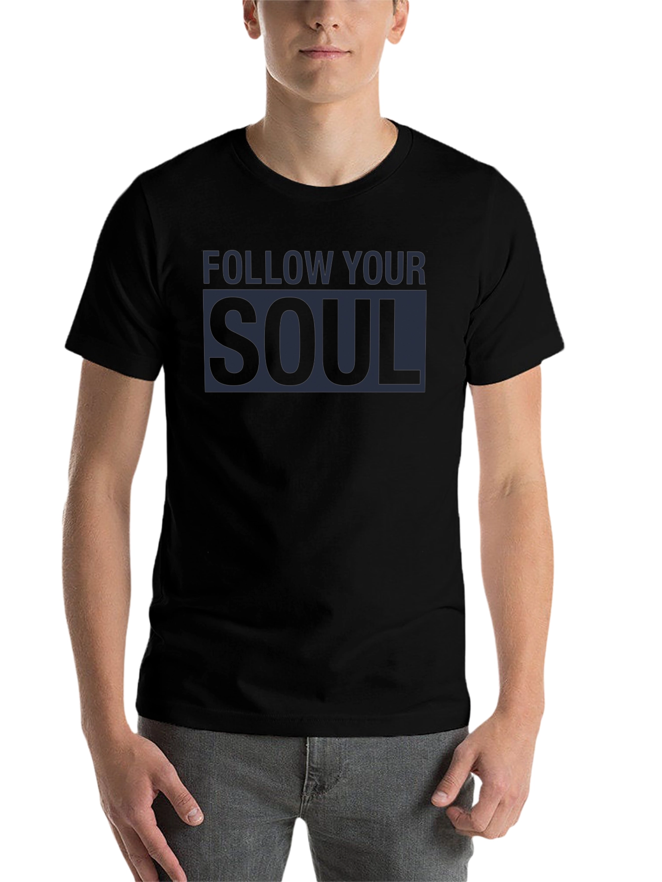 Follow Your Soul Graphic Tee - Black Cotton Blend
