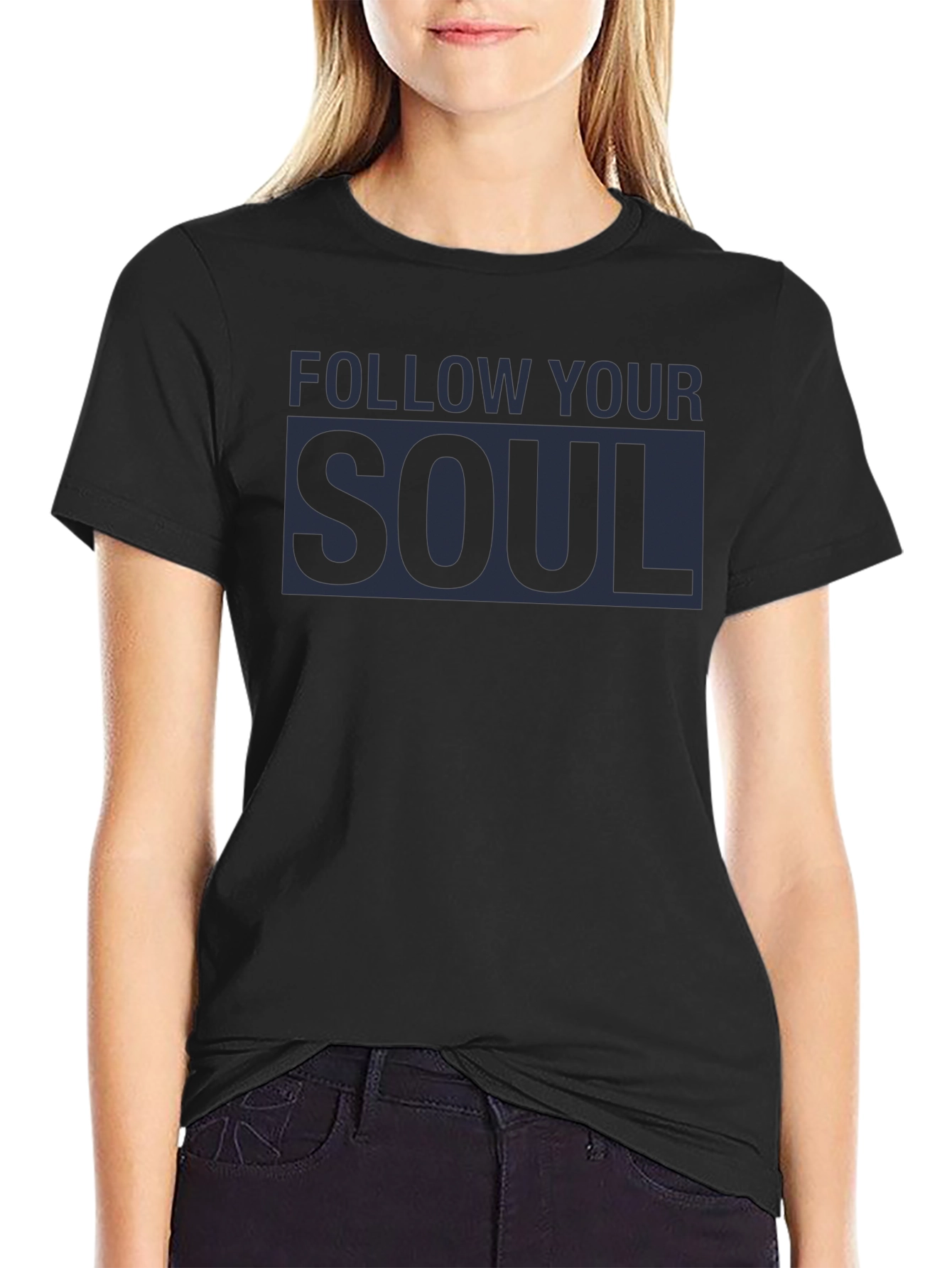 Follow Your Soul Graphic Tee - Black Cotton Blend