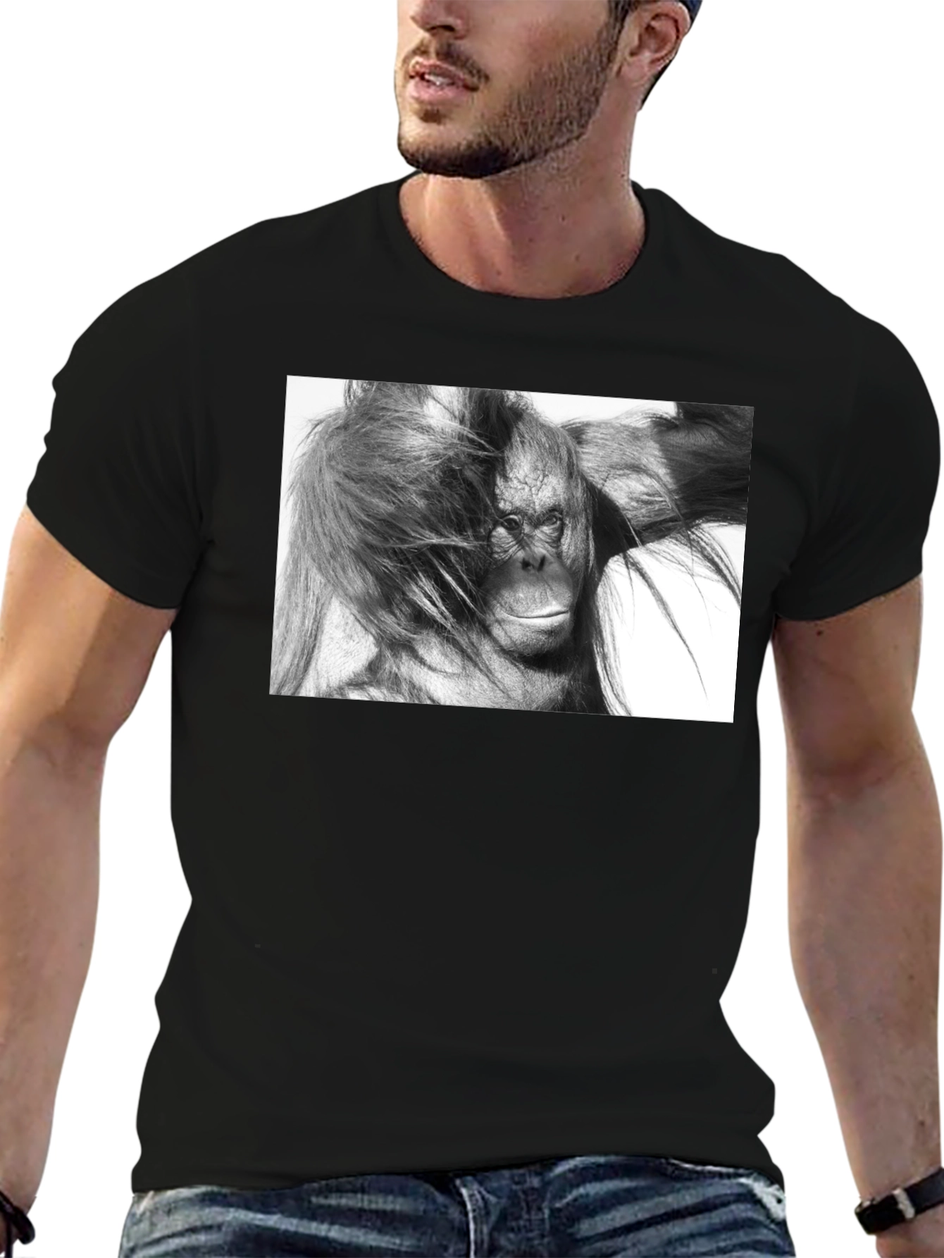 Orangutan Graphic Print Black T-Shirt