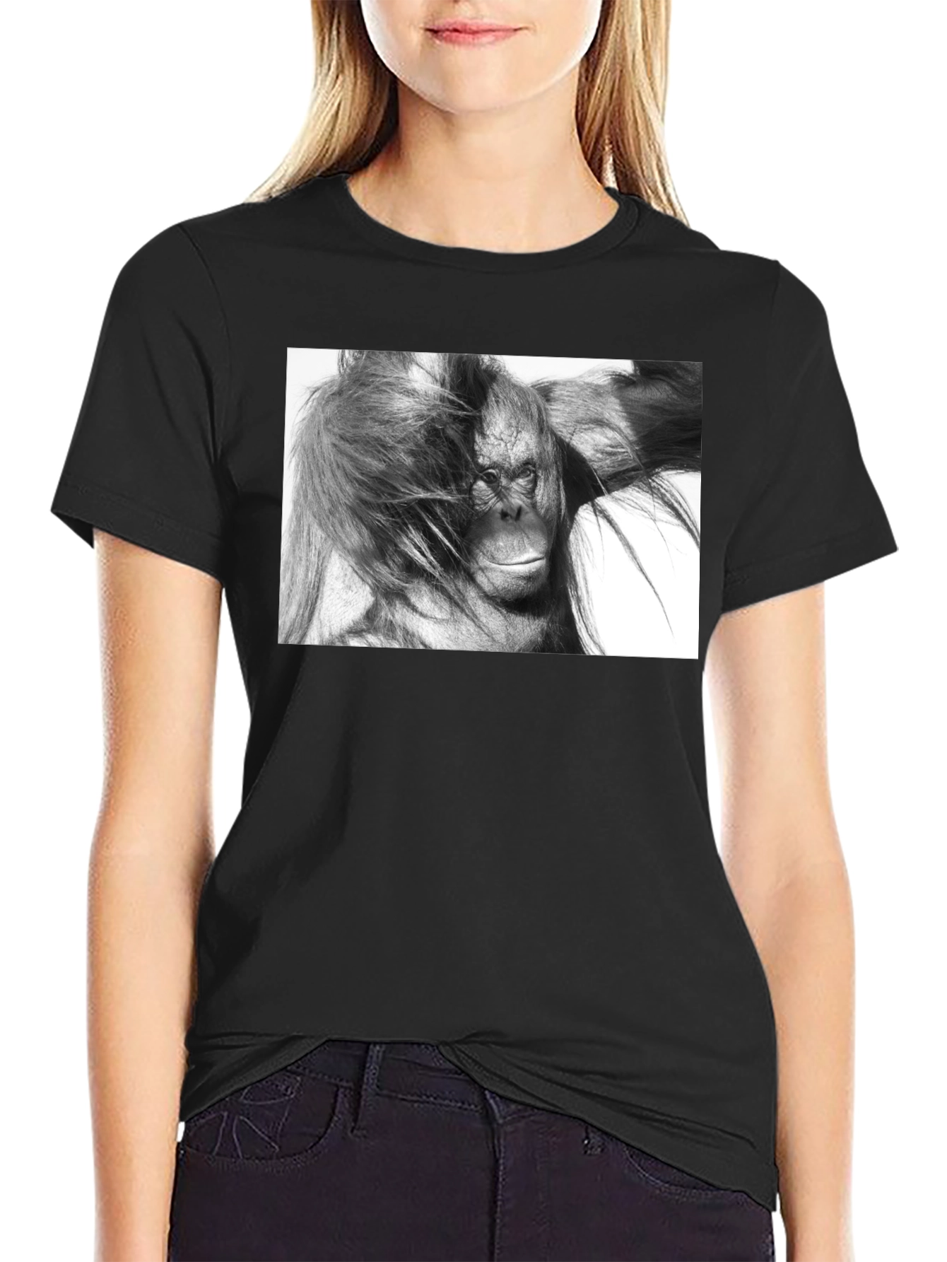 Orangutan Graphic Print Black T-Shirt