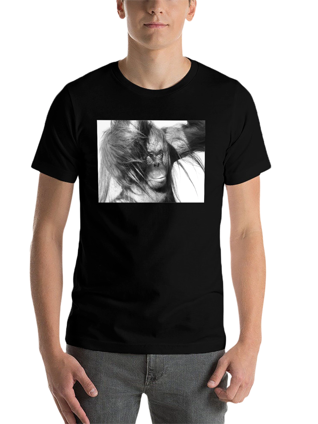 Orangutan Graphic Print Black T-Shirt