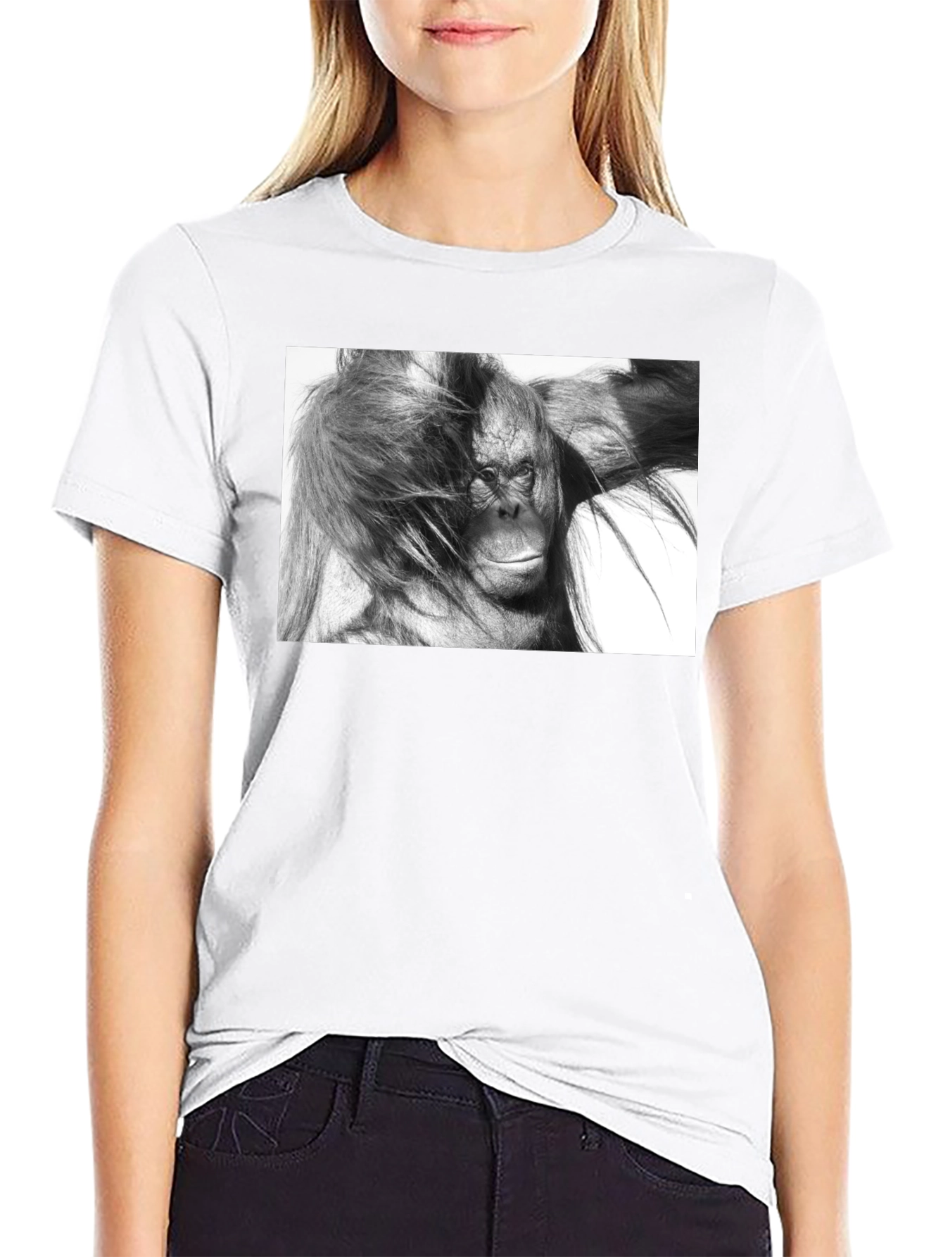 Orangutan Graphic Print Black T-Shirt