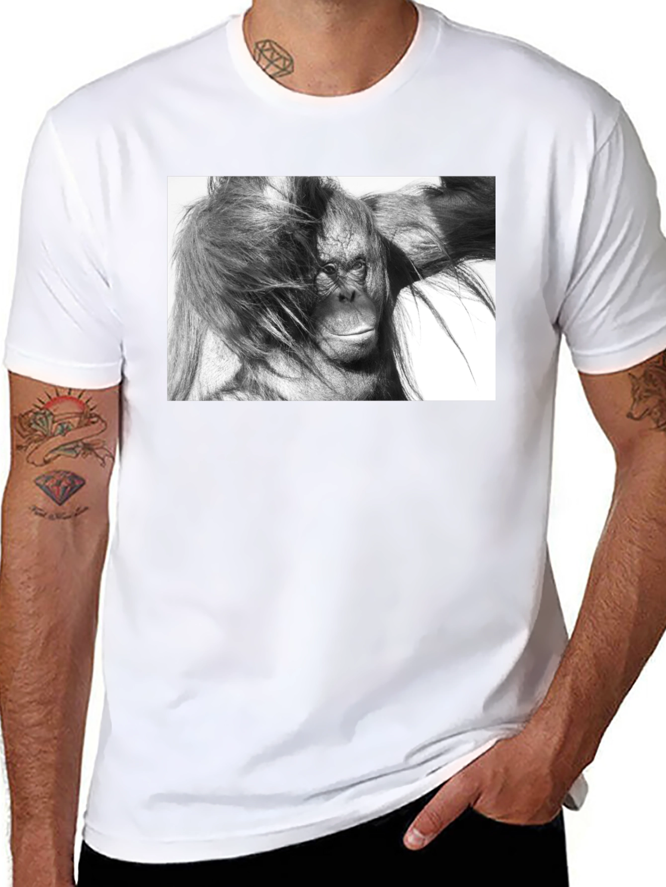 Orangutan Graphic Print Black T-Shirt