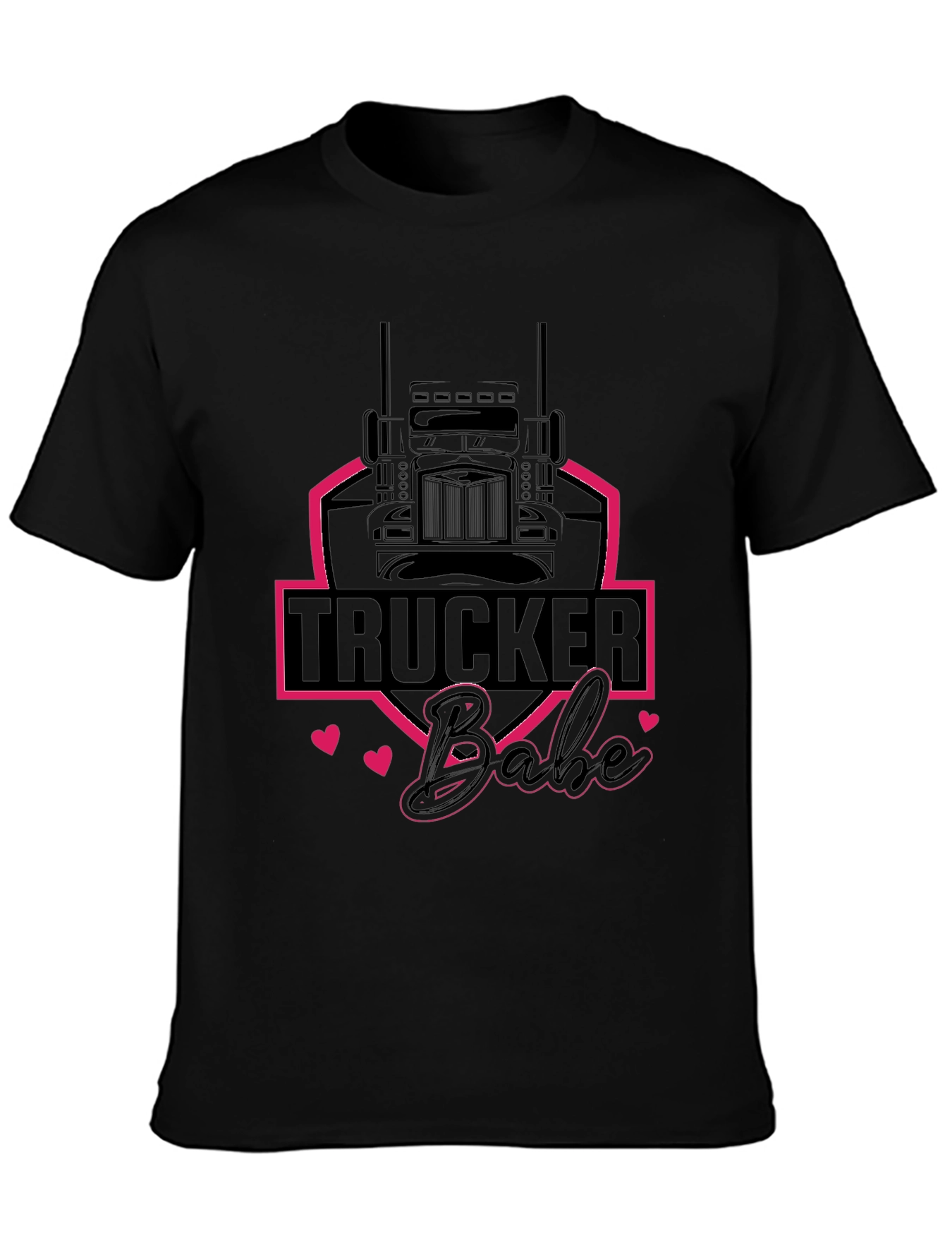 Trucker Babe Graphic Tee - Black